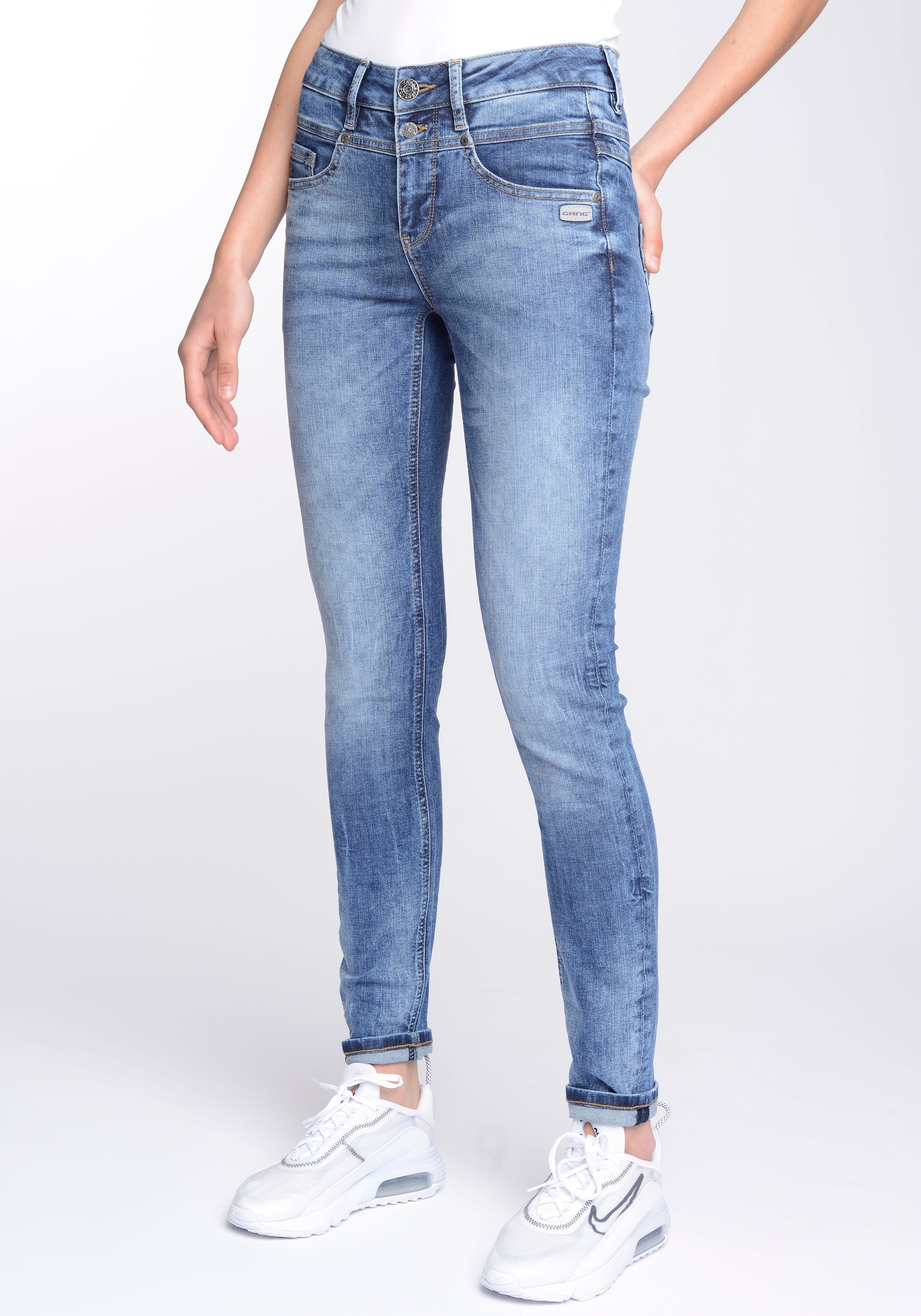 3-Knopf-Verschluss und vorne Skinny-fit-Jeans mit auf Passe GANG »94MORA«, ♕ versandkostenfrei