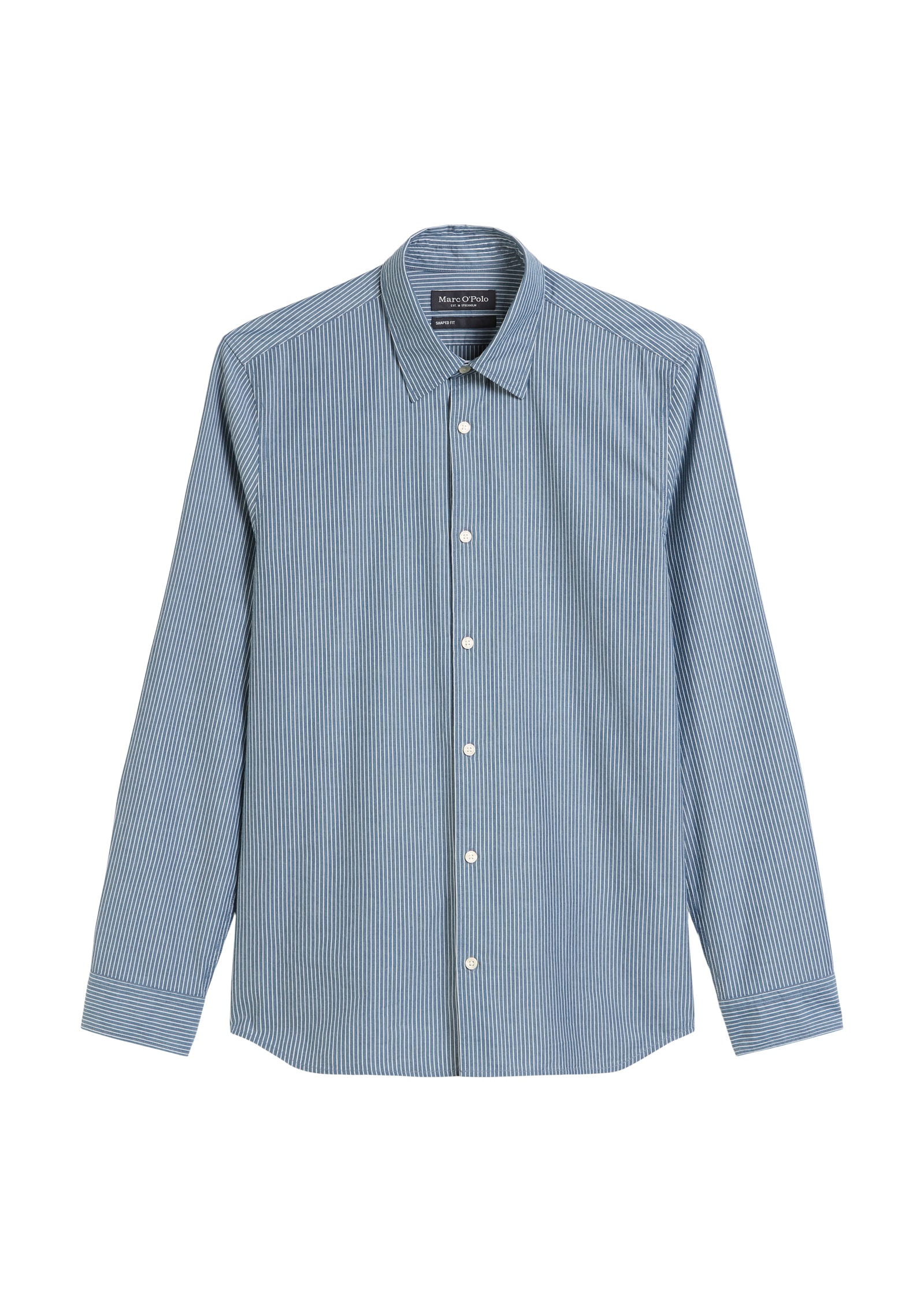 Marc O'Polo Langarmhemd, Shaped Fit, mit garngefärbtem Streifenmuster, Kentkragen