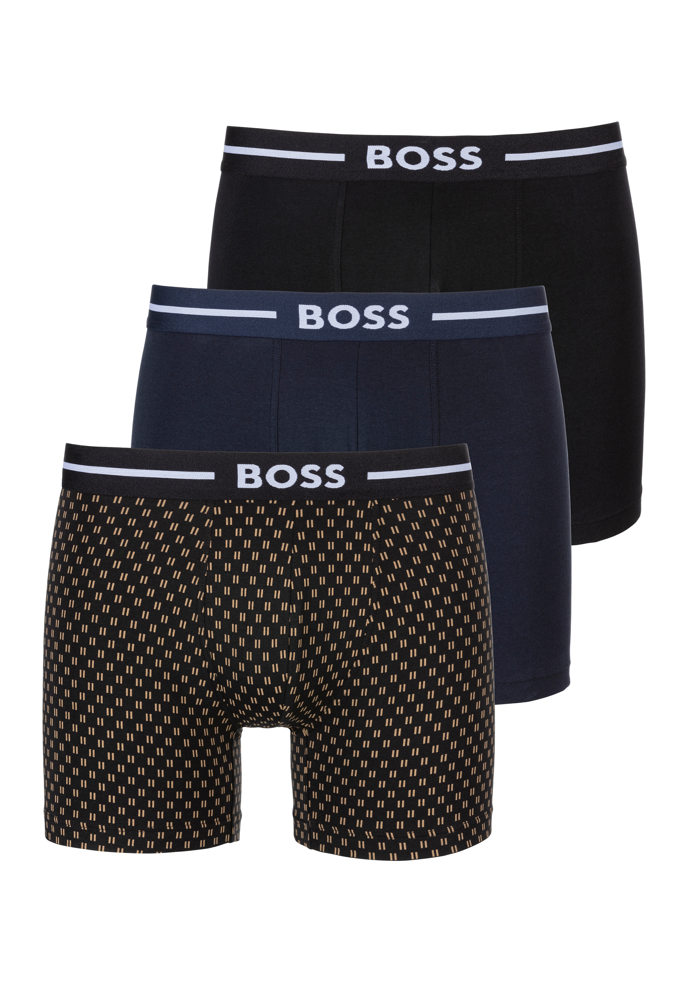 BOSS Boxer »BoxerBr 3P Bold Des«, (Packung, 3er), mit elastischem Bund