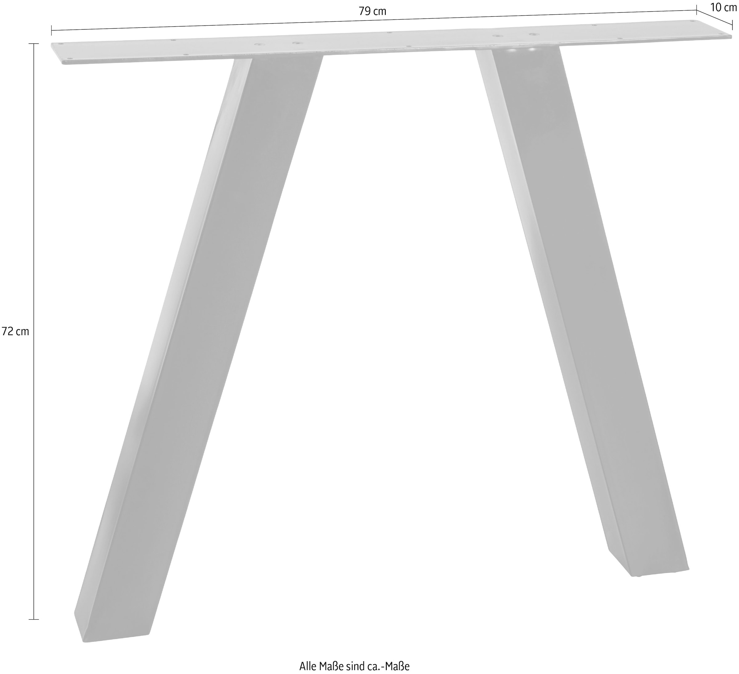 WOOOD Pied de table »Tablo Utrecht aus Metall mit Pulverbeschichtung B 79 x T 10 x H 72 cm« Structure lourde 8x8 cm, capacité de charge 50 kg, facile à monter