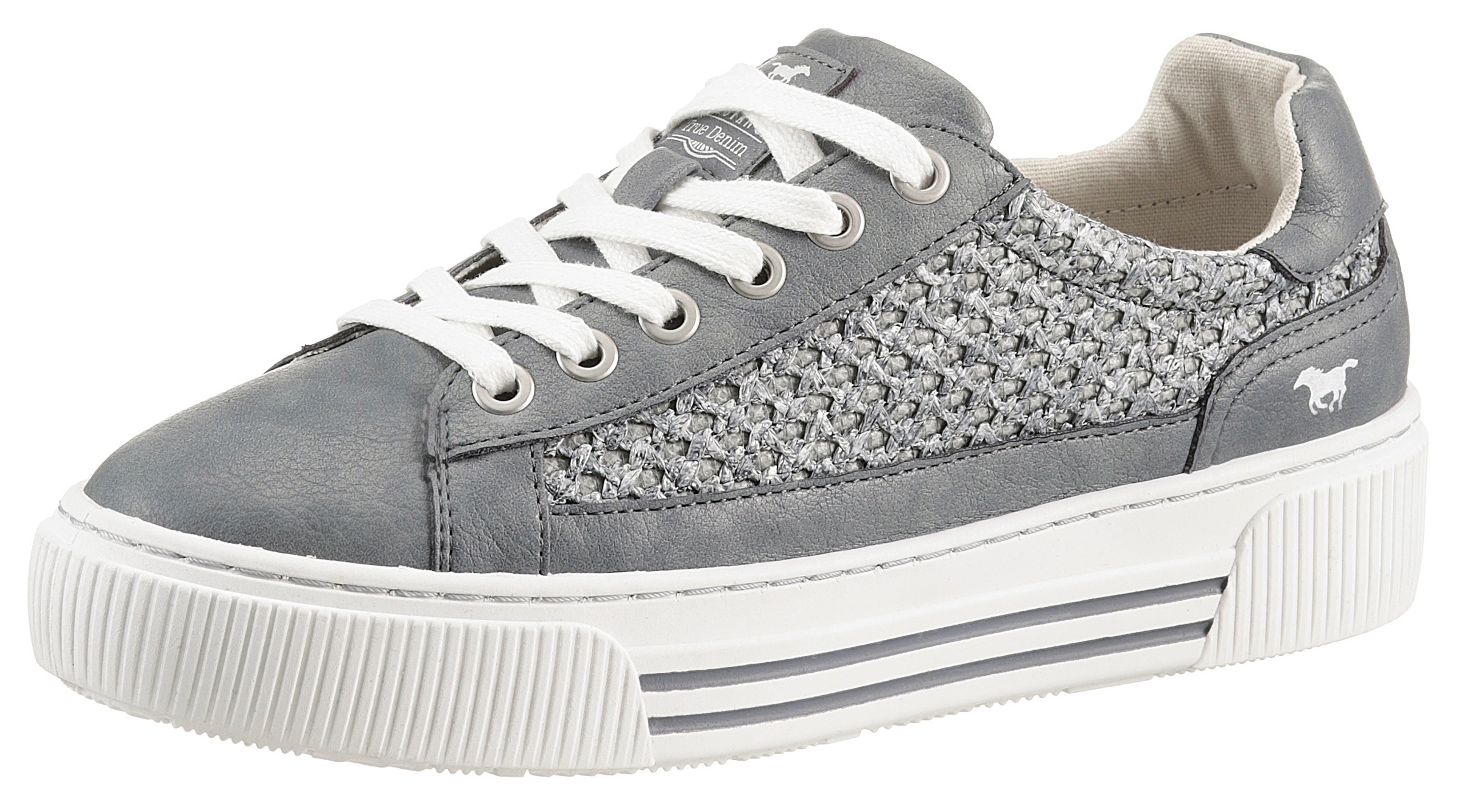 Image of Mustang Shoes Plateausneaker, in Flecht-Optik seitlich bei Ackermann Versand Schweiz