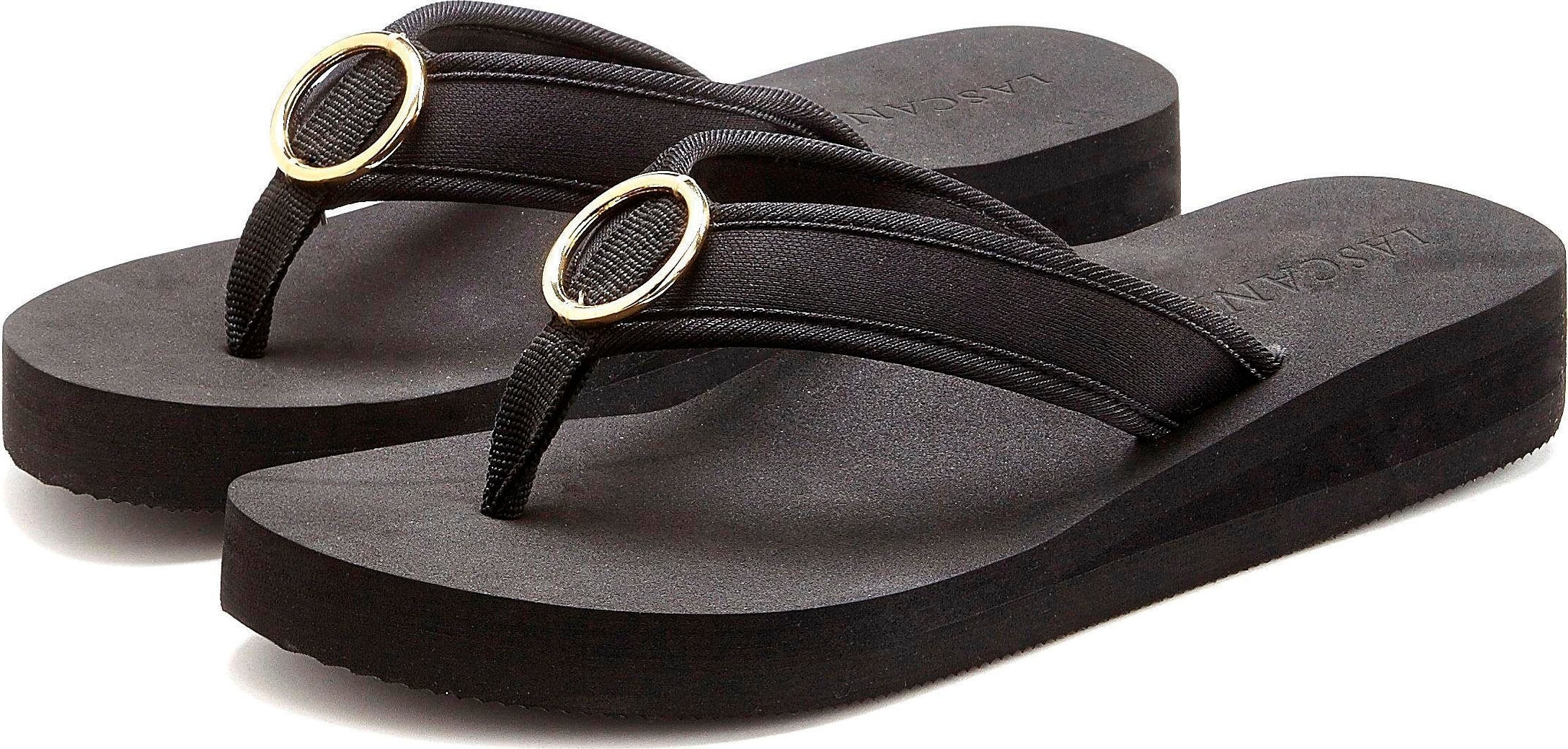 Image of LASCANA Badezehentrenner "Sandale, Badeschuh, Pantolette, Badelatsche, Flip Flop, Sommerschuh," Zehentrenner mit Ringapplikation "Italy" VEGAN