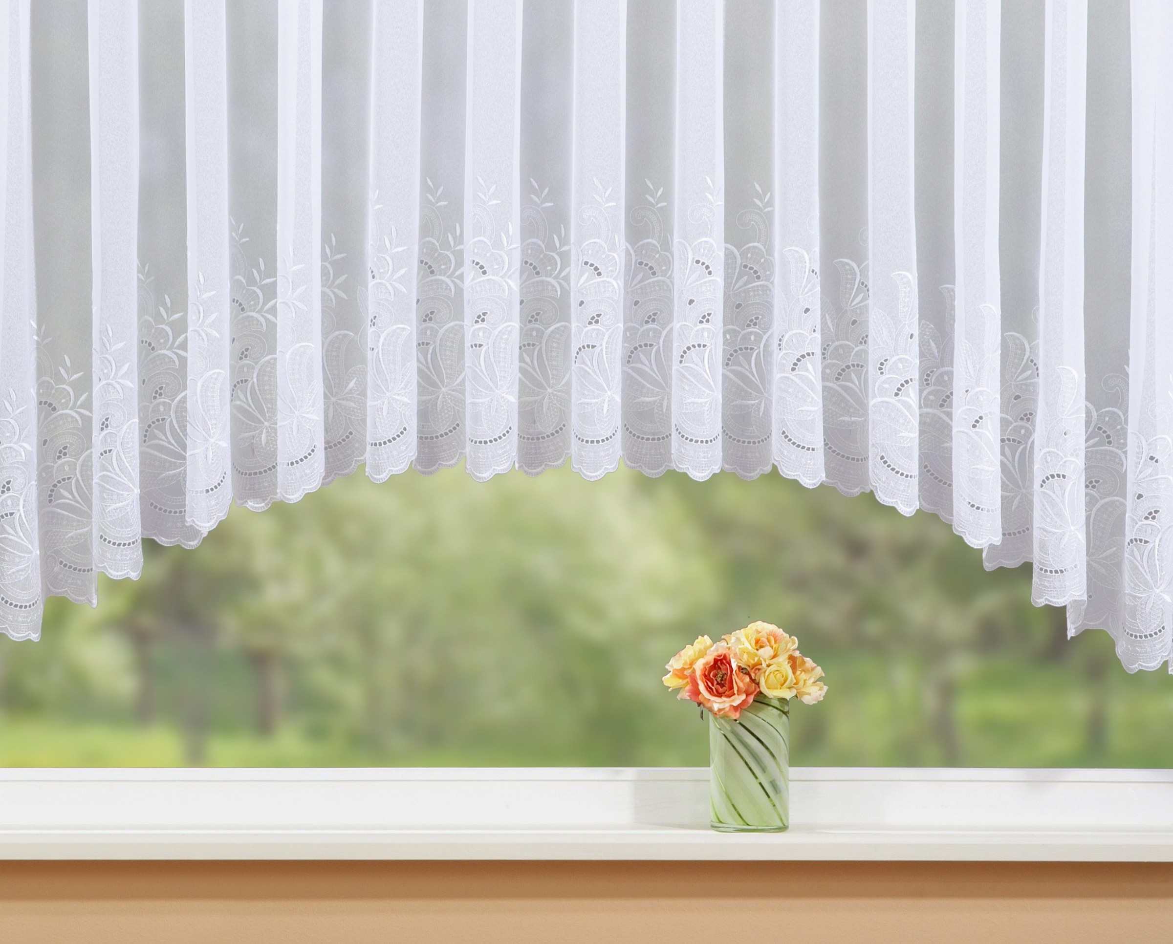 Stickereien Plauen Gardine »Alena« Kräuselband 1 Stk. tlg. veredelt mit echter Plauener Spitze Stickerei