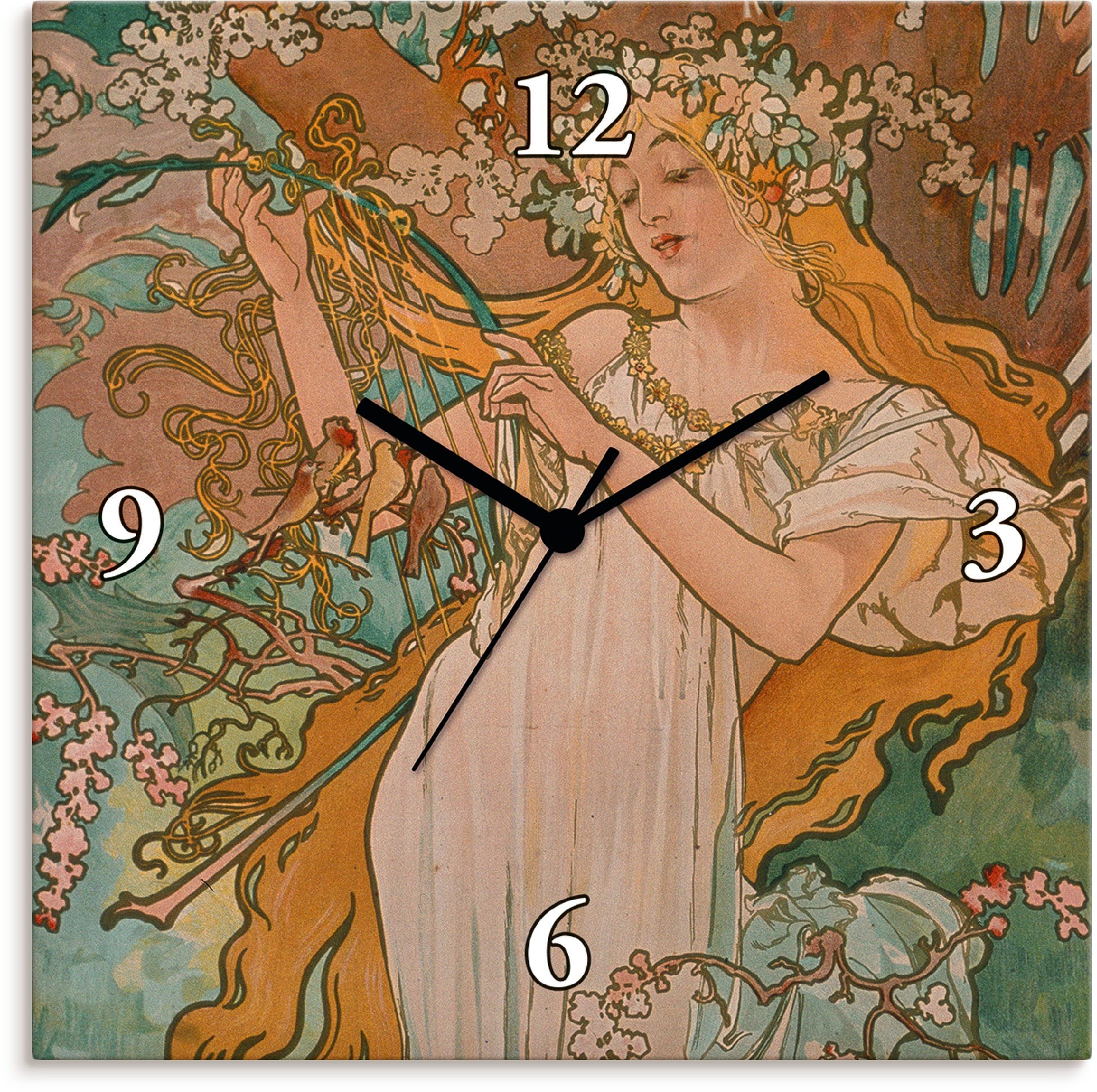 Image of Artland Wanduhr »Jahreszeiten: Frühling. 1896.«, lautlos, ohne Tickgeräusche, nicht tickend, geräuschlos - wählbar: Funkuhr o. Quarzuhr, moderne Uhr für Wohnzimmer, Küche etc. - Stil: modern bei Ackermann Versand Schweiz