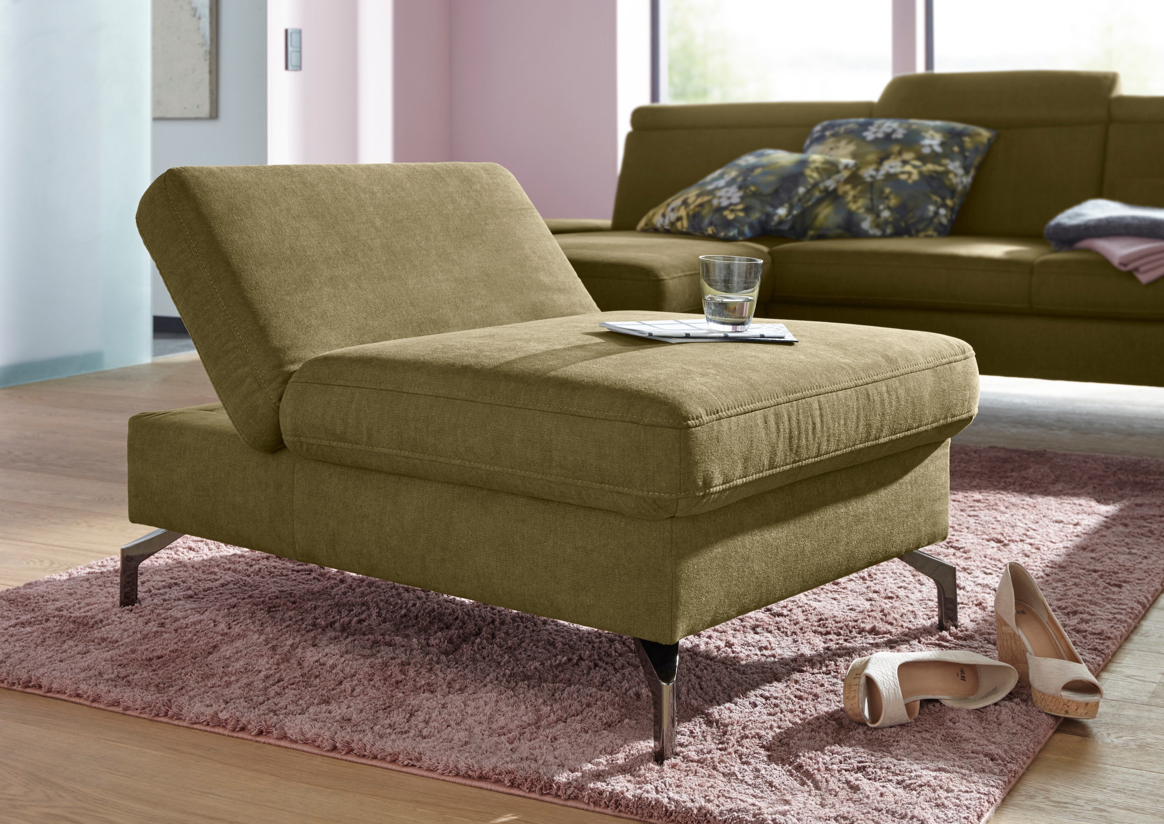 Image of sit&more Hocker "Brisbane" Fusshöhe 15 cm, mit Federkern und Klappfunktion