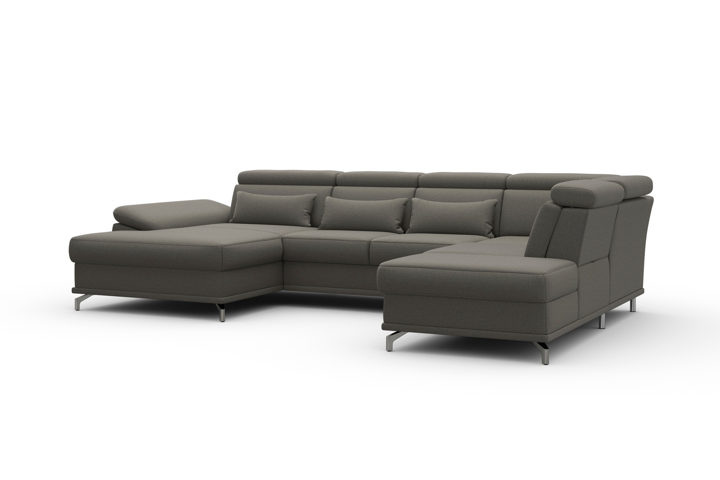 sit&more Wohnlandschaft »Cabrio U-Form, mit Sitztiefenverstellung, Arm- und Kopfteilverstellung«, 3 Nierenkissen, Federkern, optional Bettfunktion und Stauraum