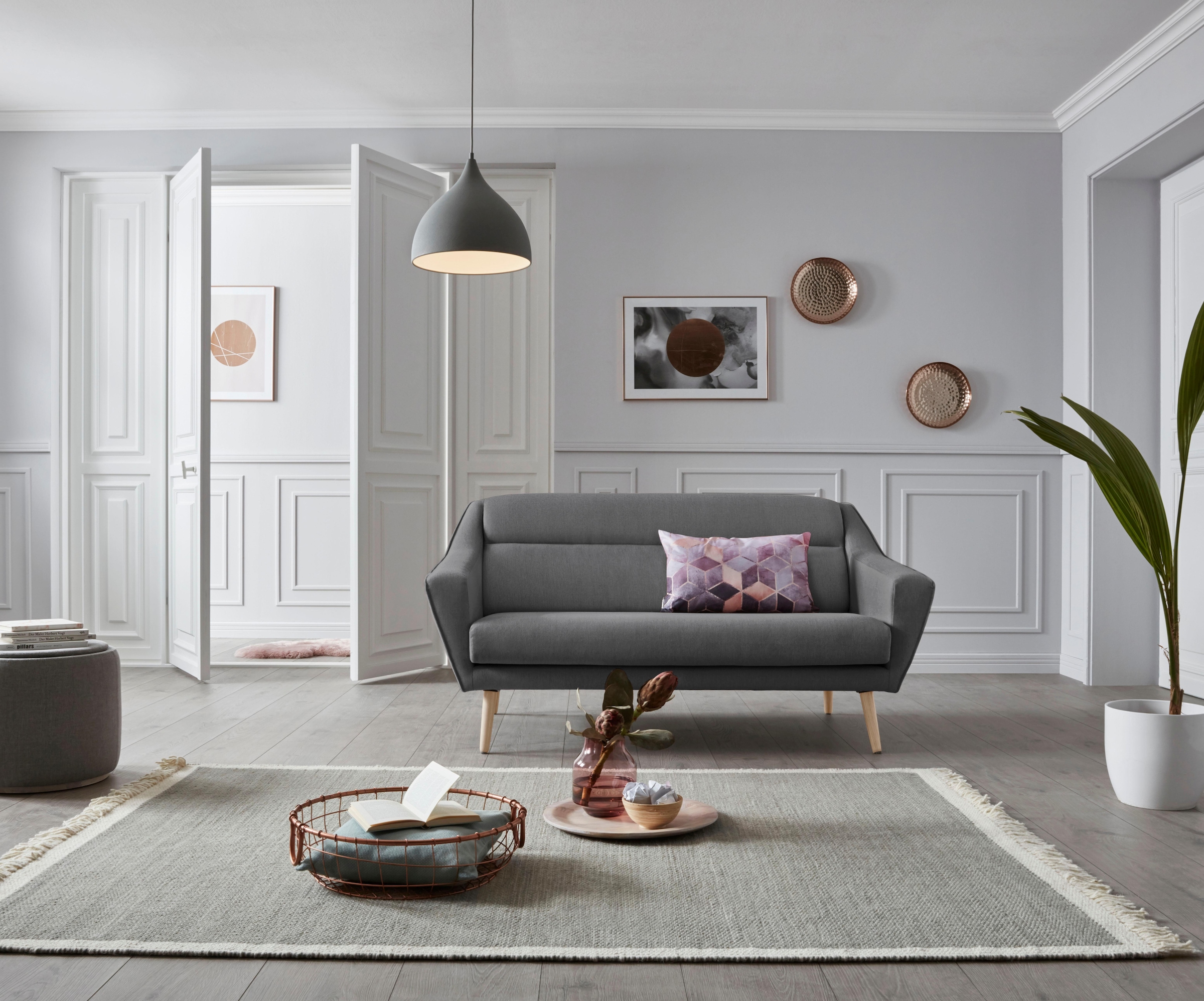 andas 2-places »Bille« mit Naht im Rückenkissen und Eiche-Beinen, Design by Morten Georgsen