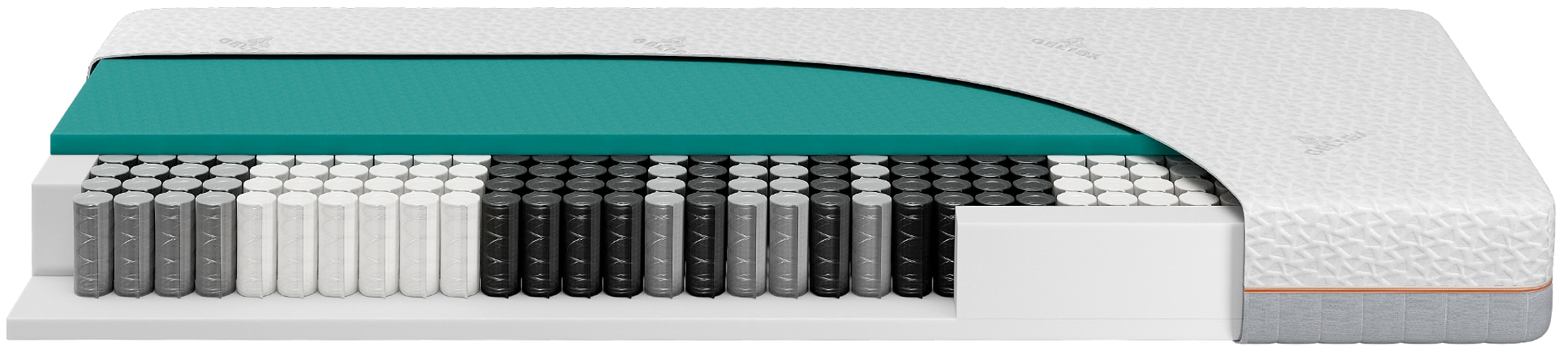 Beka® Matelas à ressorts ensachés »Taschenfederkern Matratze GELTEX® Next Horizon TFK 200« 20 cm hoch Raumgewicht: 43 kg/m³ 500 Federn 1 cuis tlg. Surmatelas GELTEX® de 3 cm, hauteur 20 cm, RG43, H2, H3 & H4, 90x200 cm et plus