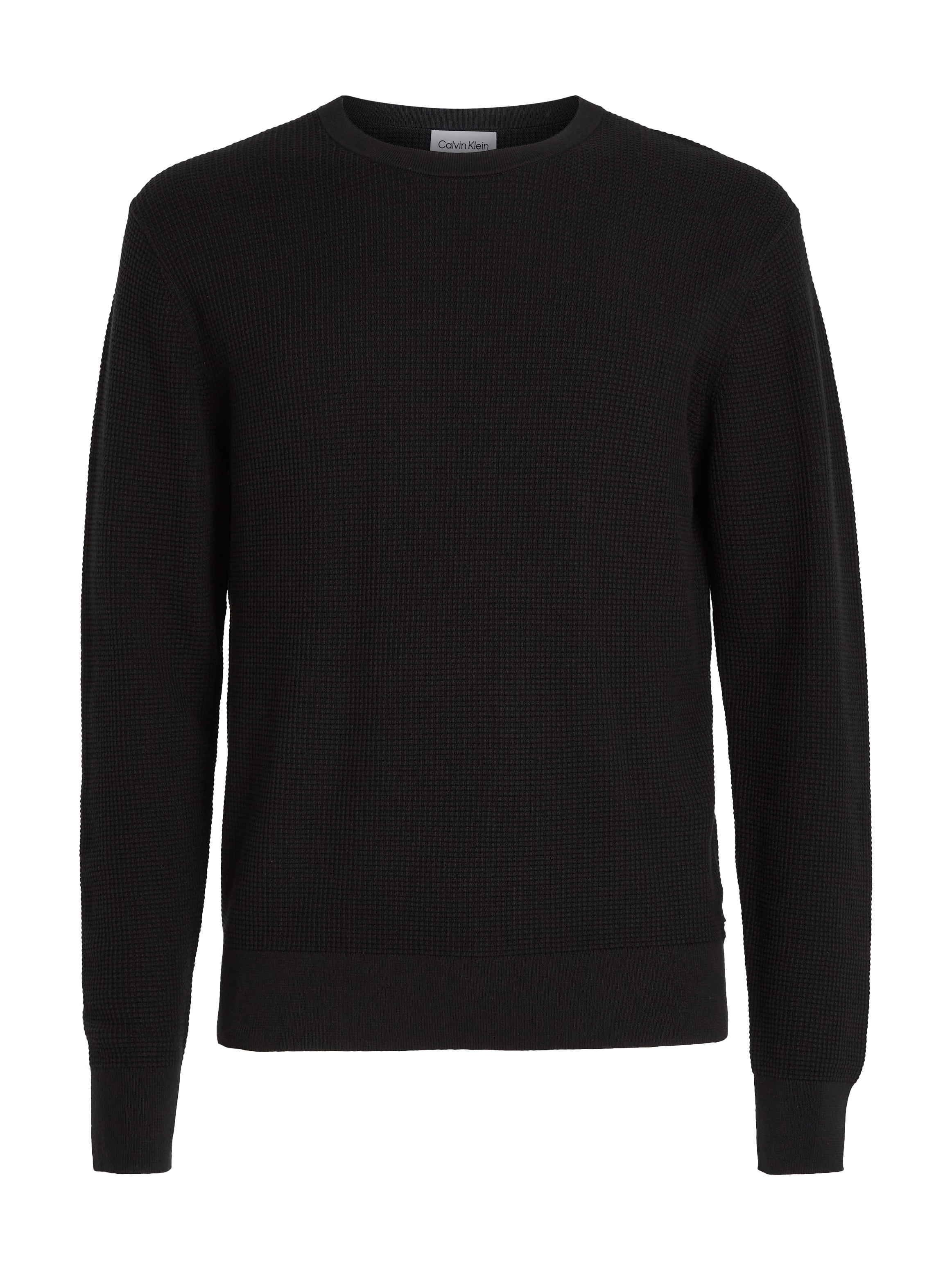 Calvin Klein Rundhalspullover »WAFFLE STRUCTURE SWEATER«, mit Markenlabel