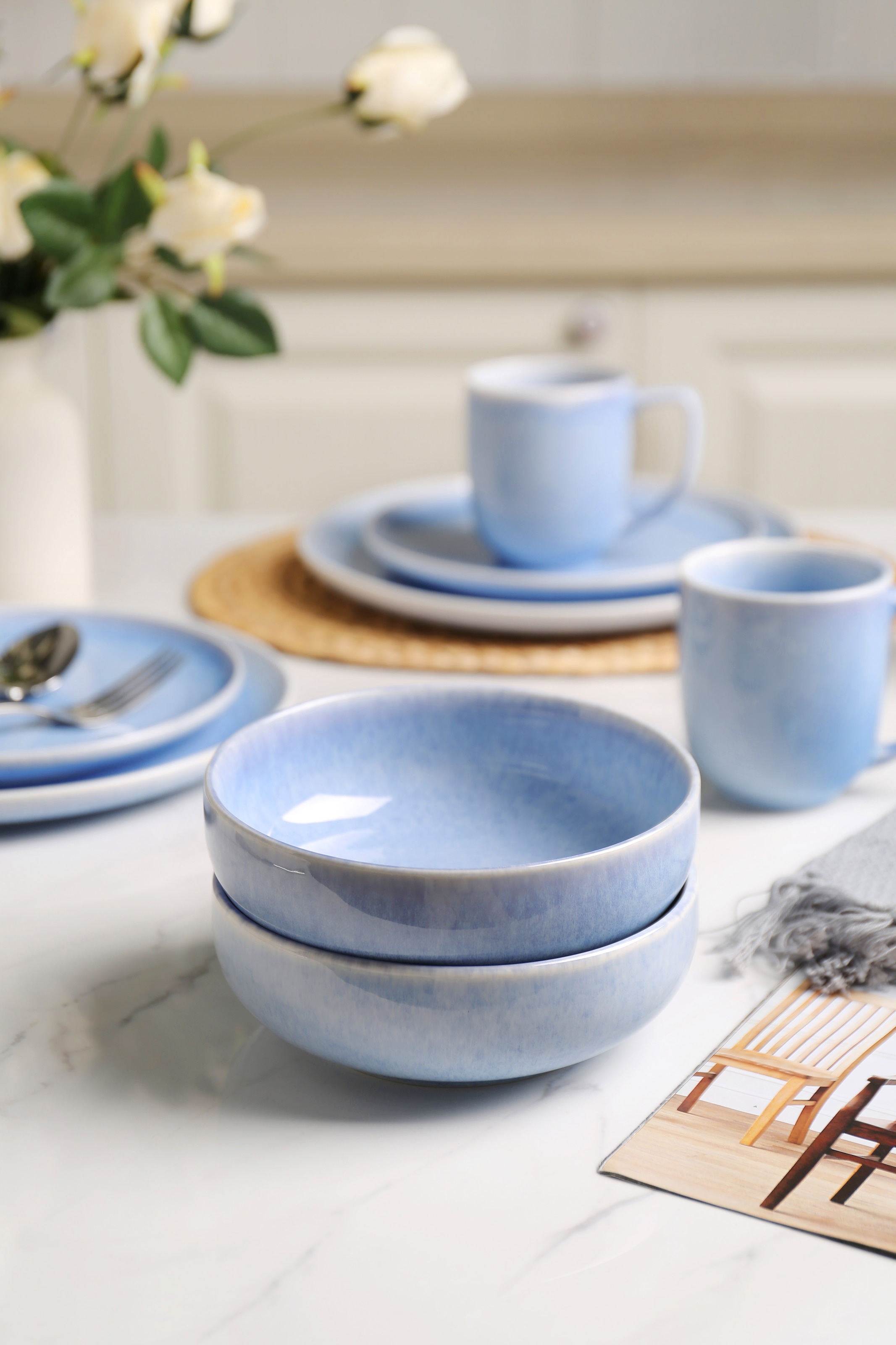 GOODproduct Geschirr-Set »Flett, mit Reaktivglasur« Teller Set, spülmaschinenfest und mikrowellengeeignet