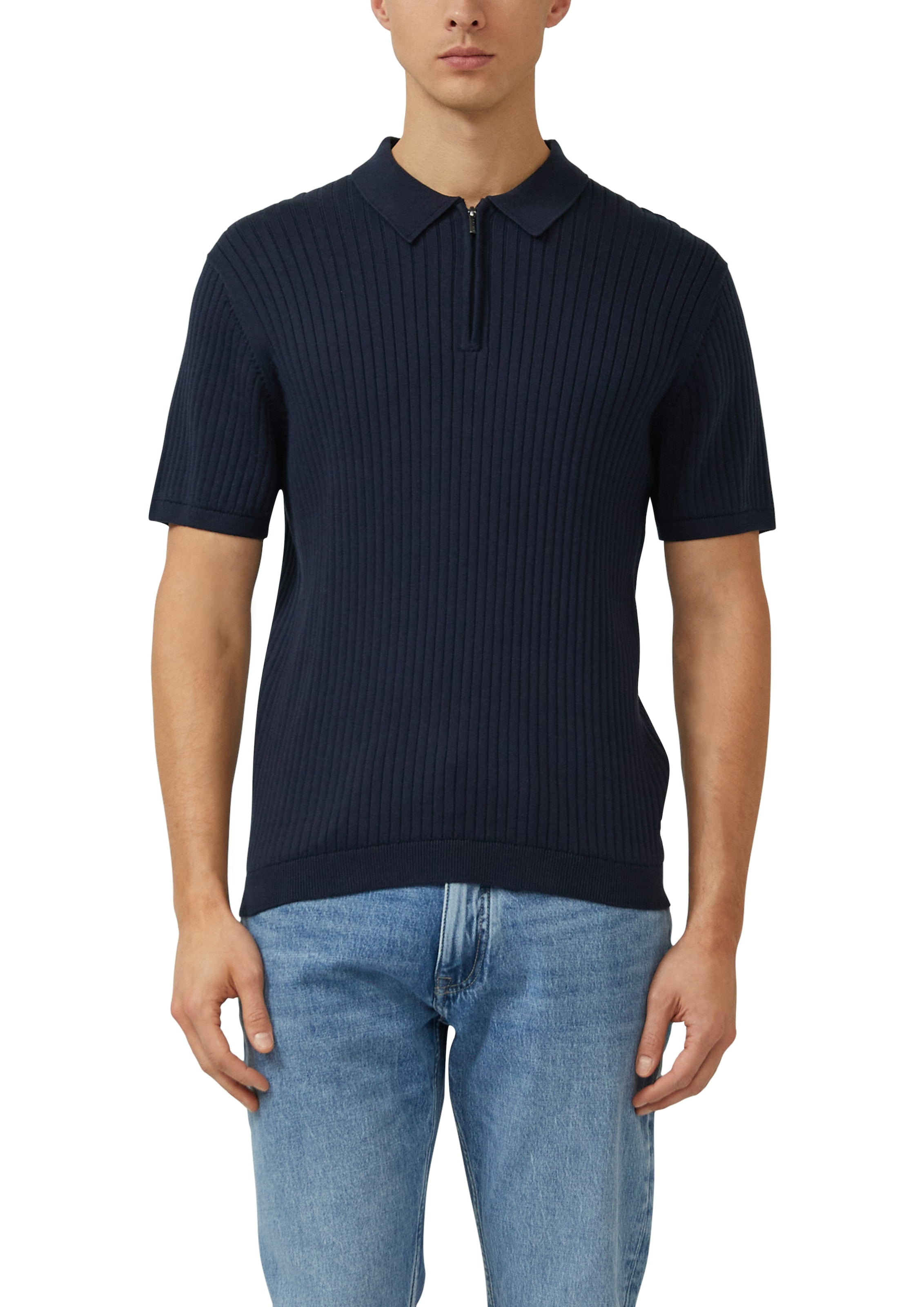 Image of s.Oliver Poloshirt mit Strick-Muster und kurzes Reissverschluss