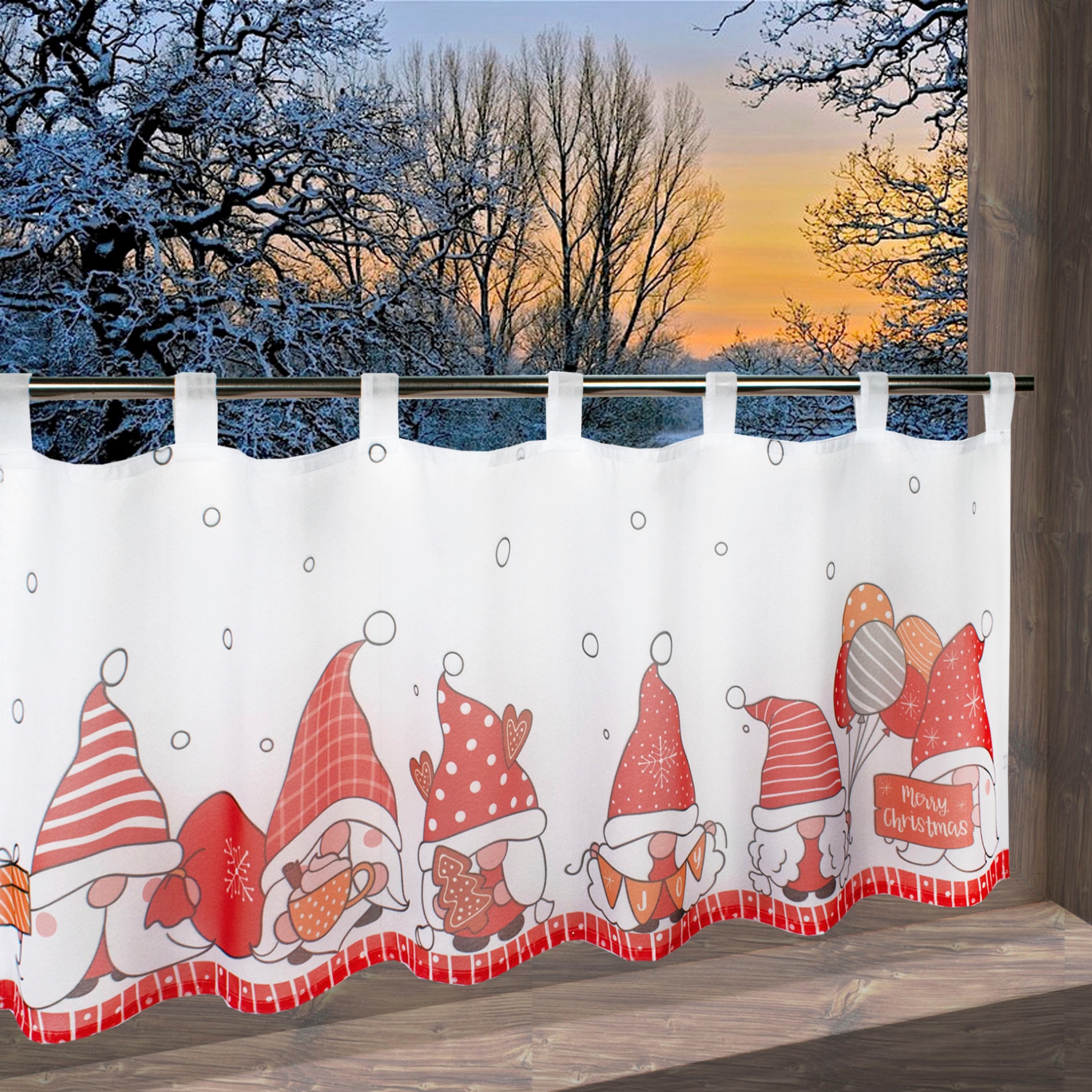 Delindo Lifestyle Scheibengardine »Wichtelparade« Schlaufen 1 Stk. tlg. mit Schlaufenaufhängung für die Küche