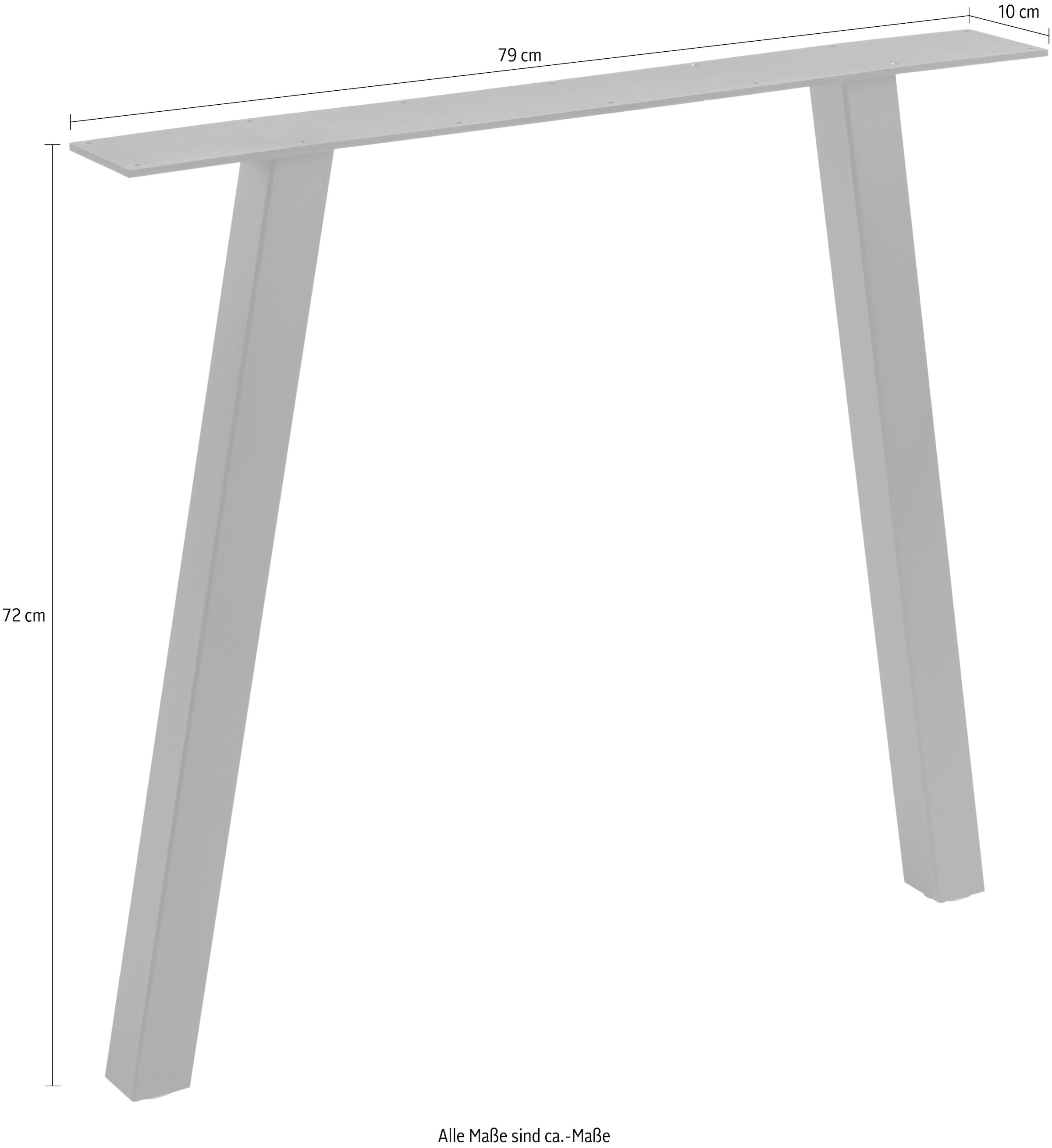 WOOOD Pied de table »Tablo A-Form Metall mit Pulverbeschichtung B 79 x T 10 x H 72 cm« structure 5x5 cm, capacité de charge 50 kg, facile à monter