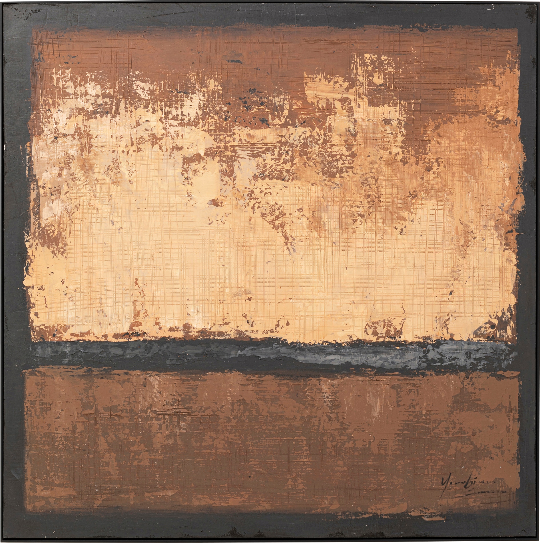 Image of Kare Design Bild mit Rahmen "Gerahmtes Bild Silence Braun 120x120cm"