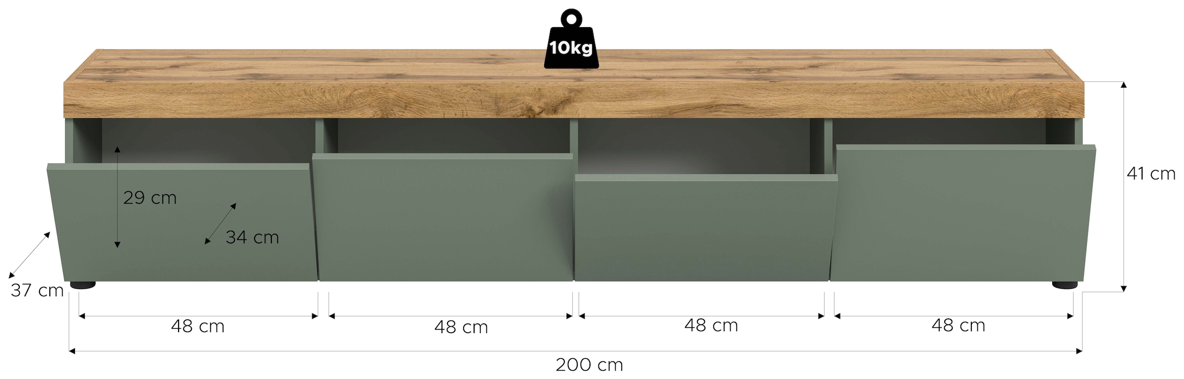 GOODproduct Table basse »MAMBO, TOPSELLER!, Breite 200cm, 4 Klappen, stehend oder hängend« 2 farbige Ausführung, in verschiedenen Farben erhältlich, 1 cuis tlg. Lowboard, TV Unterschrank, Tv-Schrank, Wohnzimmer