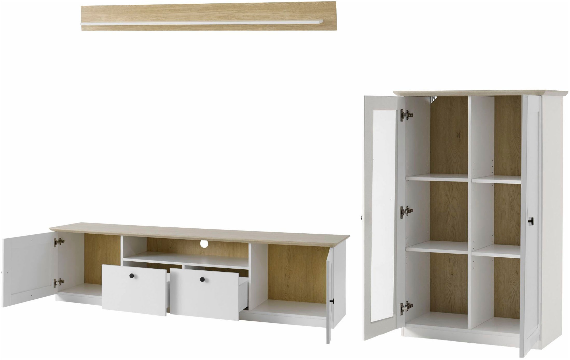 GOODproduct Wohnwand »Brest, Anbauwand im Landhausstil, Komplettset, Wohnzimmer-Set« Set, 3 Stk. tlg.