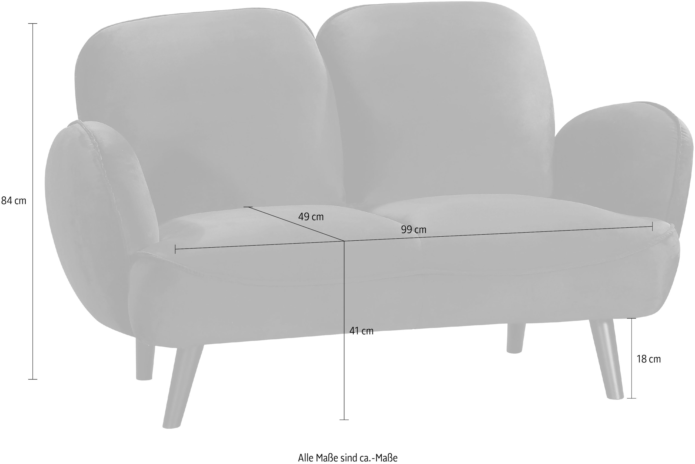 ATLANTIC home collection 2-Sitzer »Ben«, mit Wellenunterfederung, Massivholzfüsse, frei im Raum stellbar