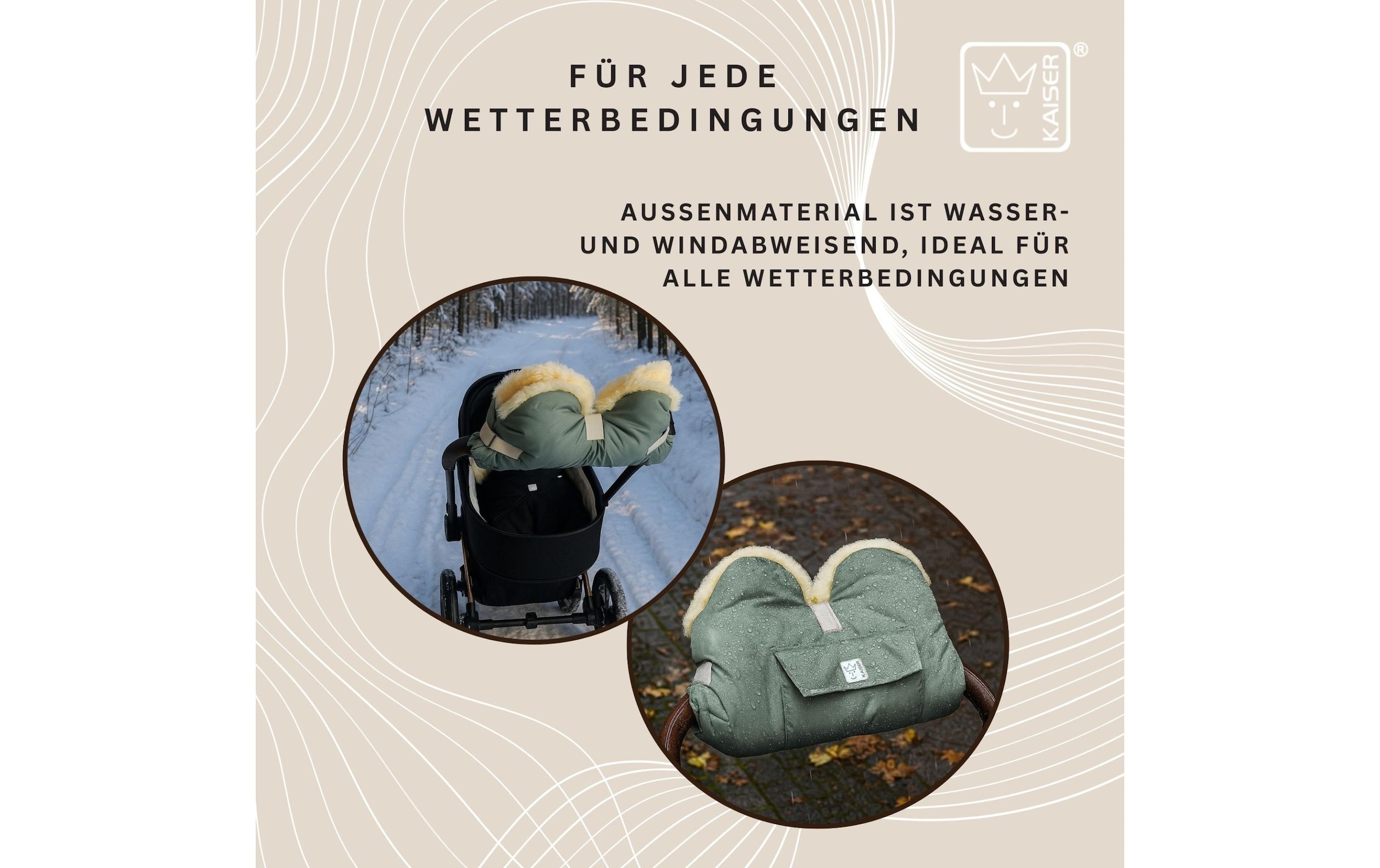 Kaiser Chauffe-mains pour poussette »Lammfell Big Salbei«