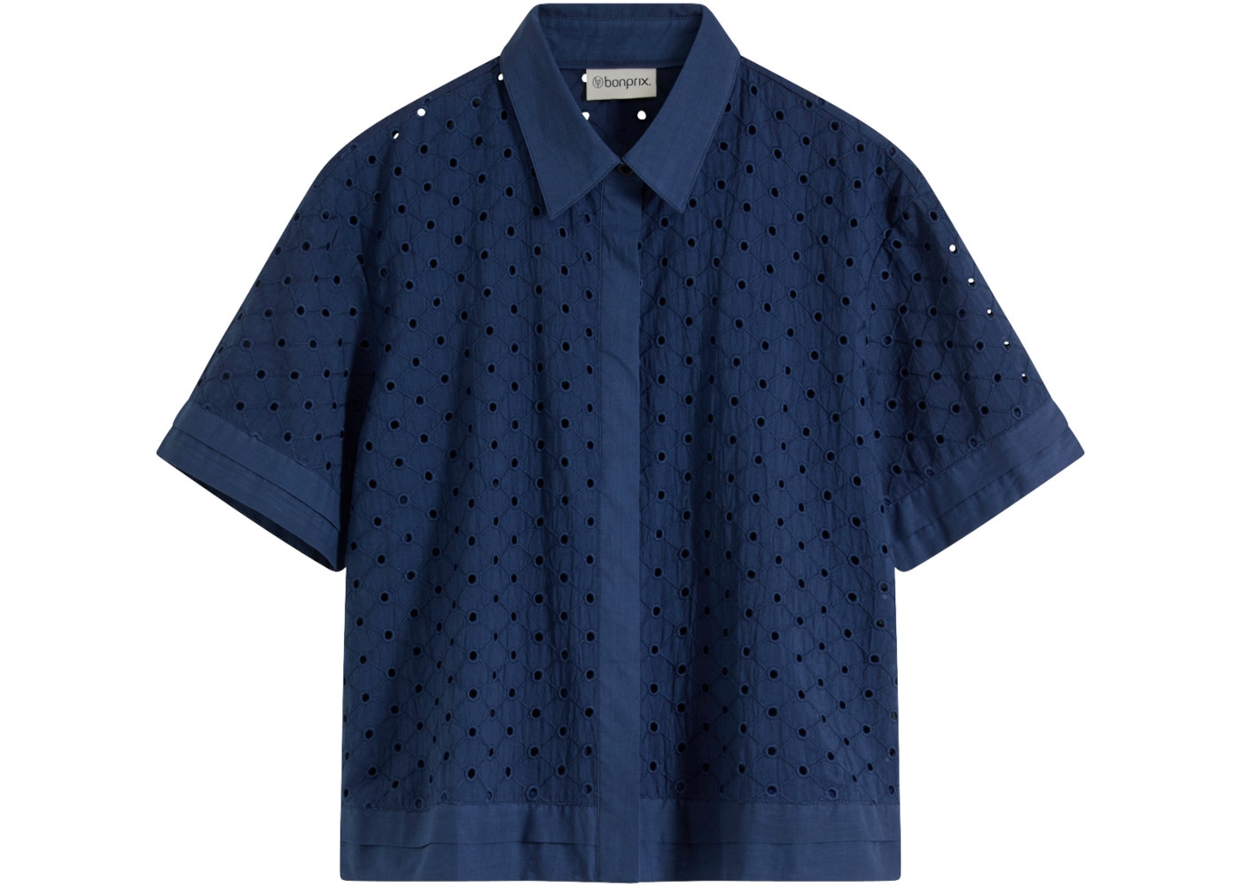 bonprix Blouse à manches longues Style élégant, avec col chemise, coupe régulière, en coton