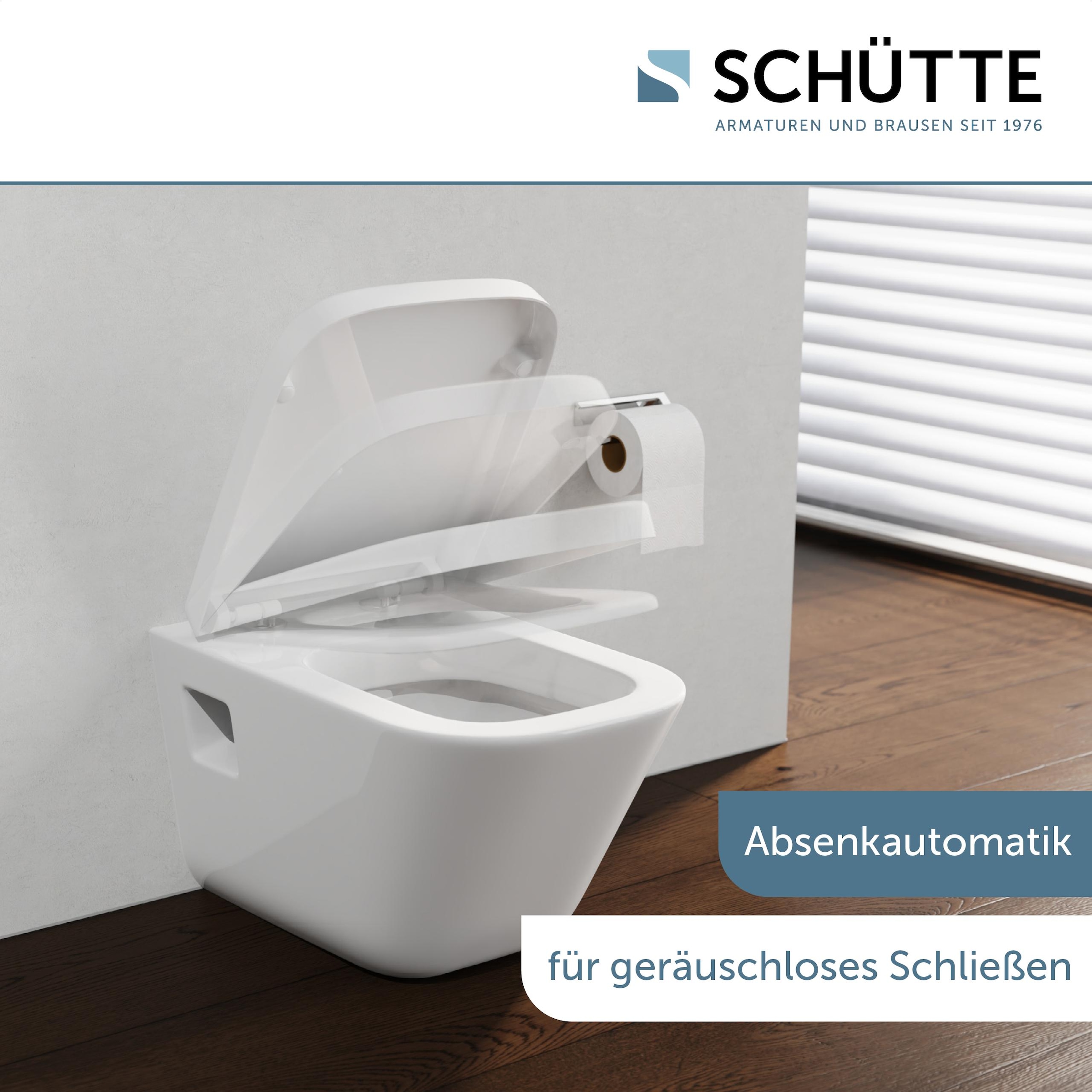 Schütte Siège de WC »Duroplast, WHITE E-Form PRO 4« Abattant WC, matériel de fixation, notice de montage,  Avec descente automatique et fermeture rapide
