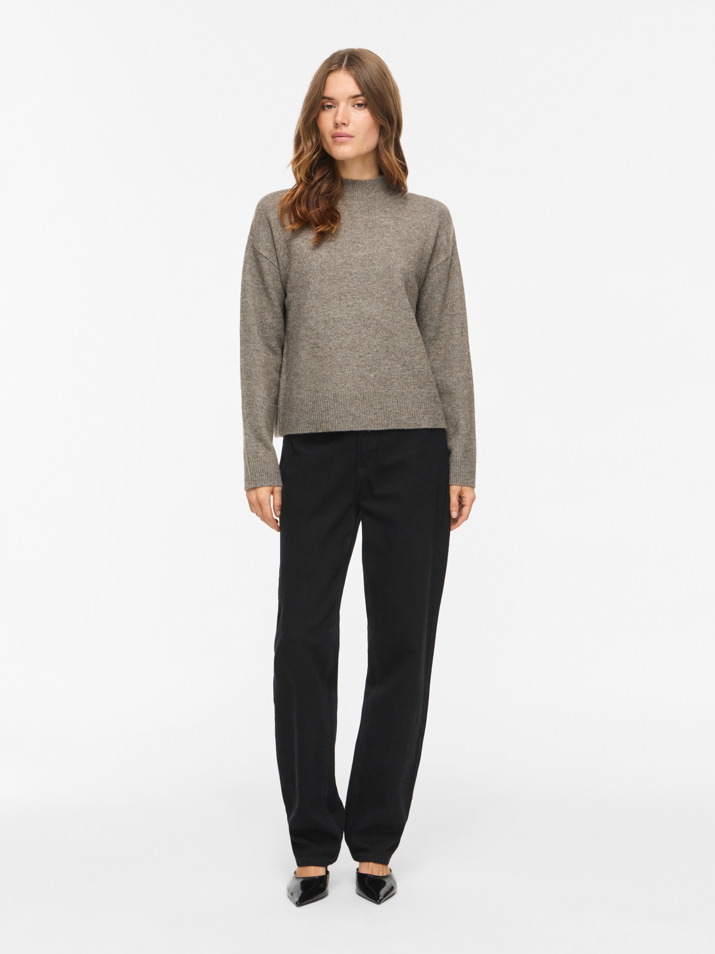 Vila Pull en tricot »VIAYLIN HIGHNECK L/S KNIT TOP/PB« Materialmix,