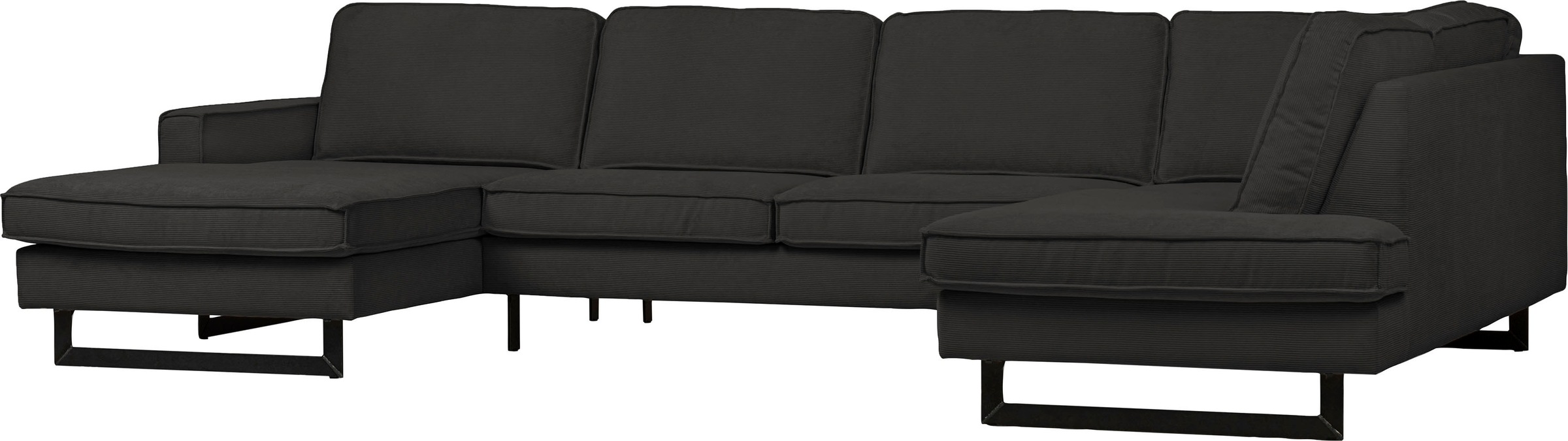 Places of Style Wohnlandschaft »Pinto, 350 cm, U-Form, XXL, mit Ottomanen«, Cord, Chenille, Lederoptik, mit Keder, Metallfüsse, Wellenunterfederung