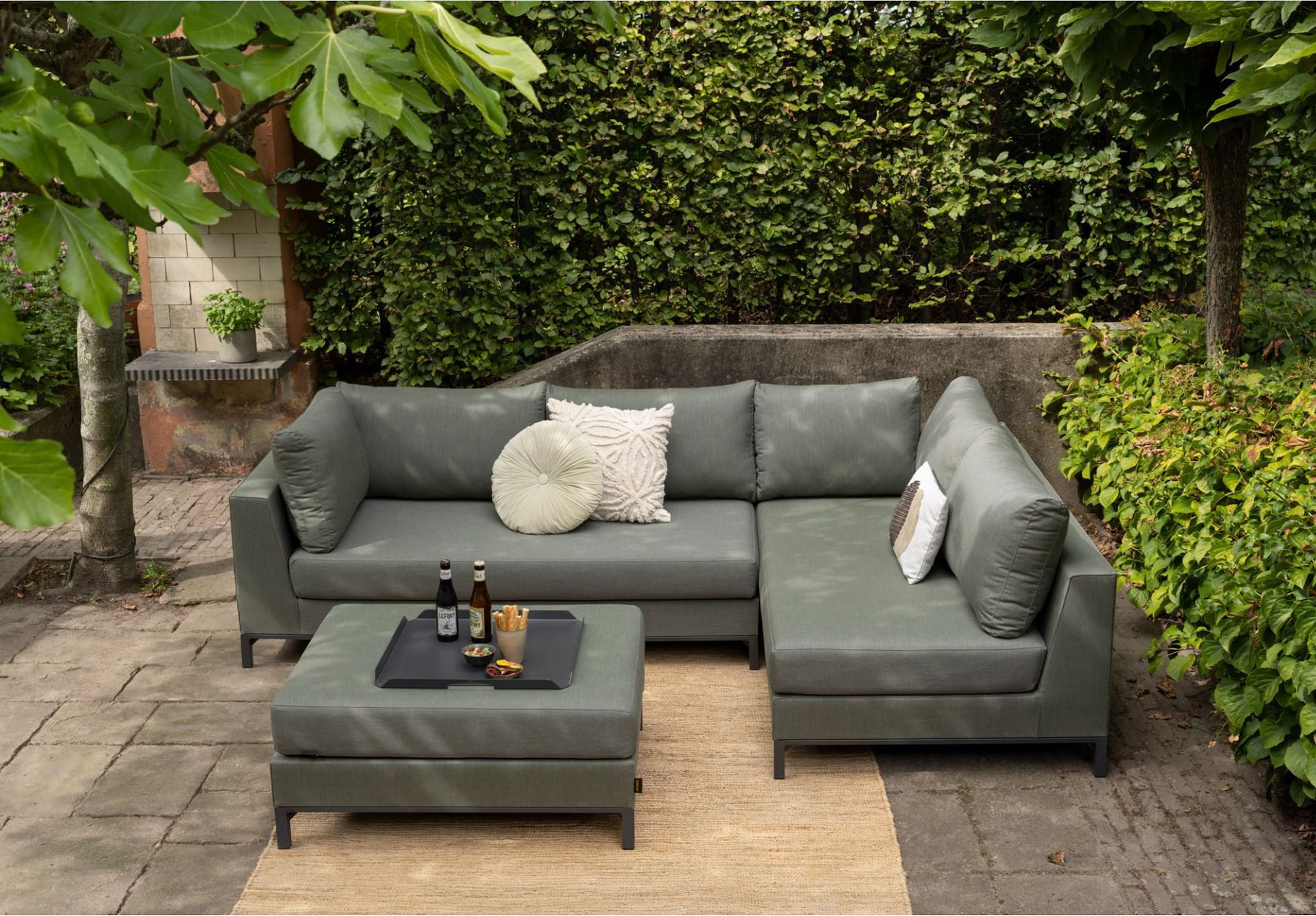 WOOOD Canapé d'angle »Sicilié Aluminiumgestell Dyed Acrylic-Stoff, H 60 x B 246 x D 262 cm« capacité de charge totale 500 kg, résistant aux UV et à l'eau chlorée