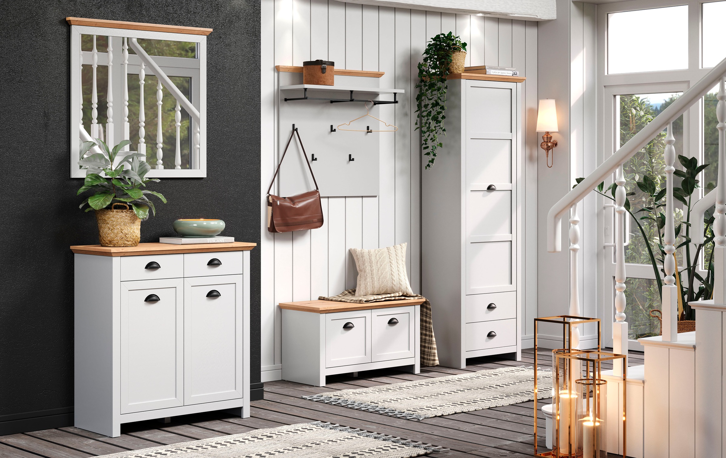 Home affaire Garderoben-Set »Herzwill«, (5 St.), 5-teiliges Sparset bestehend aus Schrank, Masse B/H/T ca.: 267/201/41cm
