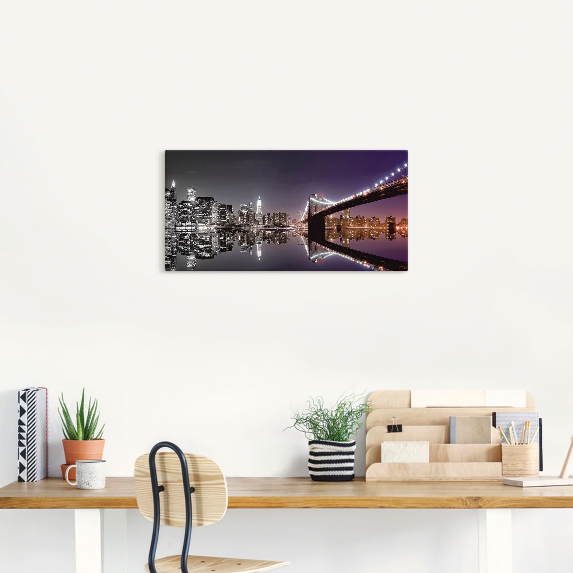 Artland Wandbild »New York Skyline nächtliche Reflektion«, Amerika, (1 St.), als Leinwandbild, Poster, Wandaufkleber in verschied. Grössen