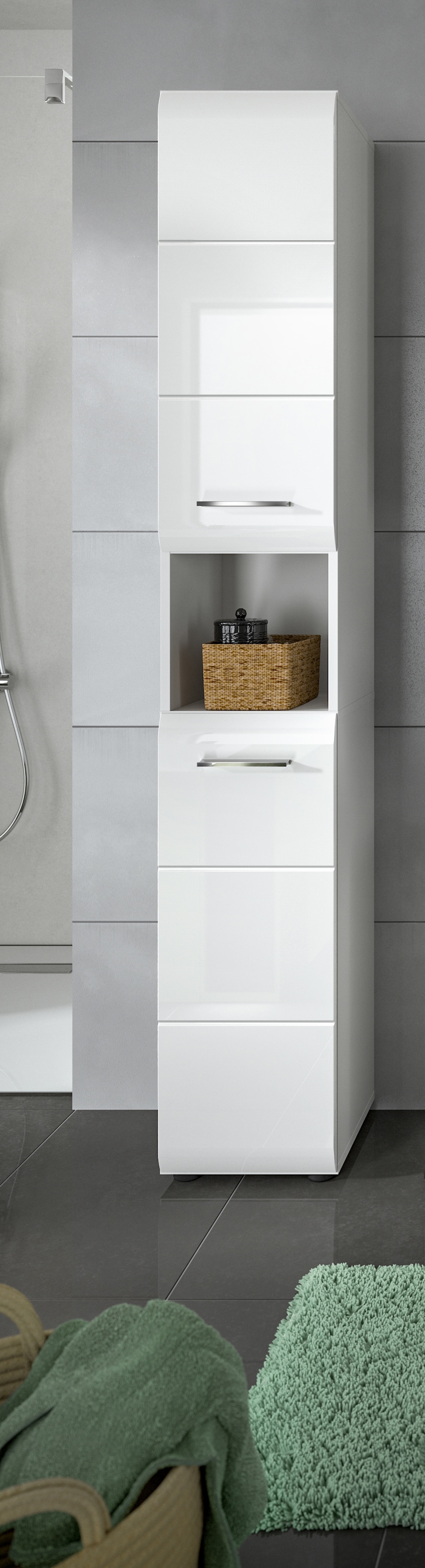 INOSIGN Stauraumschrank 1 Stk. tlg. Florenz, Hochschrank, Weiss Hochglanz Tiefzieh, 185 cm hoch, Bad