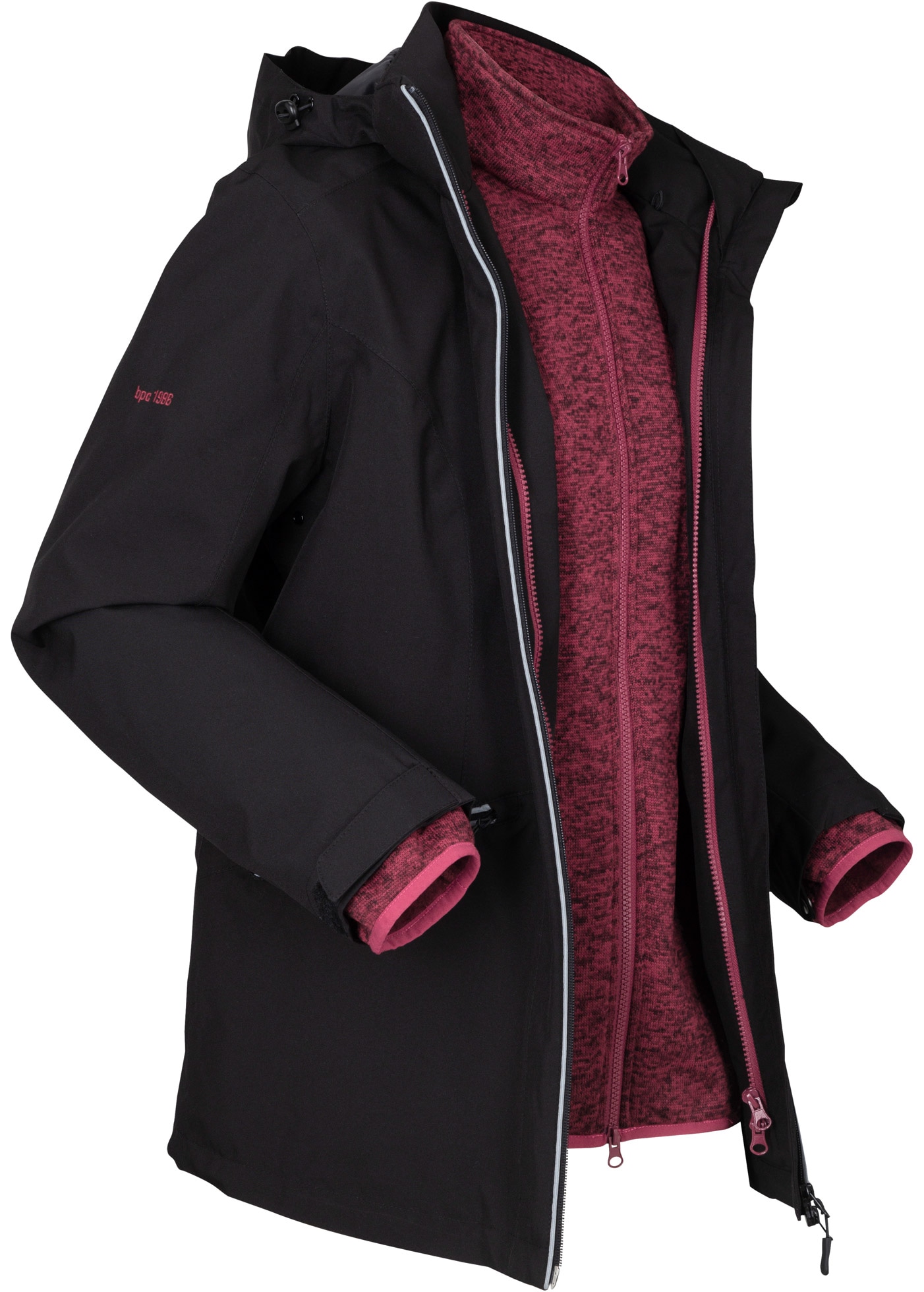 bonprix mit Kapuze mit herausnehmbarer Strickfleecejacke, abnehmbare Kapuze