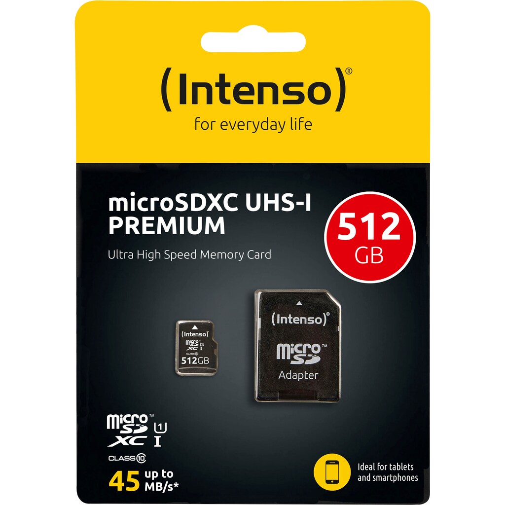 Intenso Speicherkarte »microSDHC UHS-I Premium + SD-Adapter«, (45 MB/s Lesegeschwindigkeit)