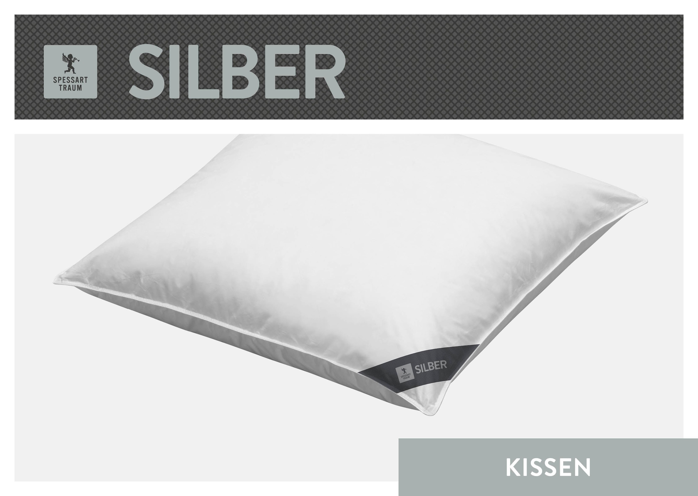 Image of SPESSARTTRAUM Federkissen "Silber" Füllung: 30% Daunen, 70% Federn 1 Stk. tlg. hergestellt in Deutschland, allergikerfreundlich
