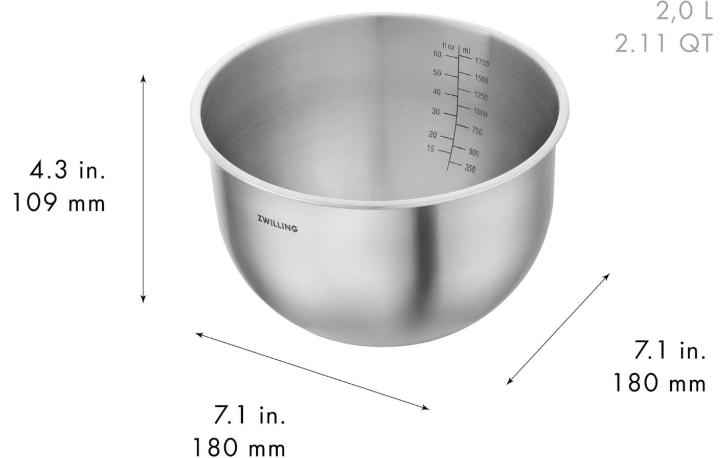 Image of Zwilling Schüssel "Fresh &Save BOWLS" 3 aus Edelstahl Schüssel-Set aus Edelstahl, stapelbar, 3-tlg, S/M/L