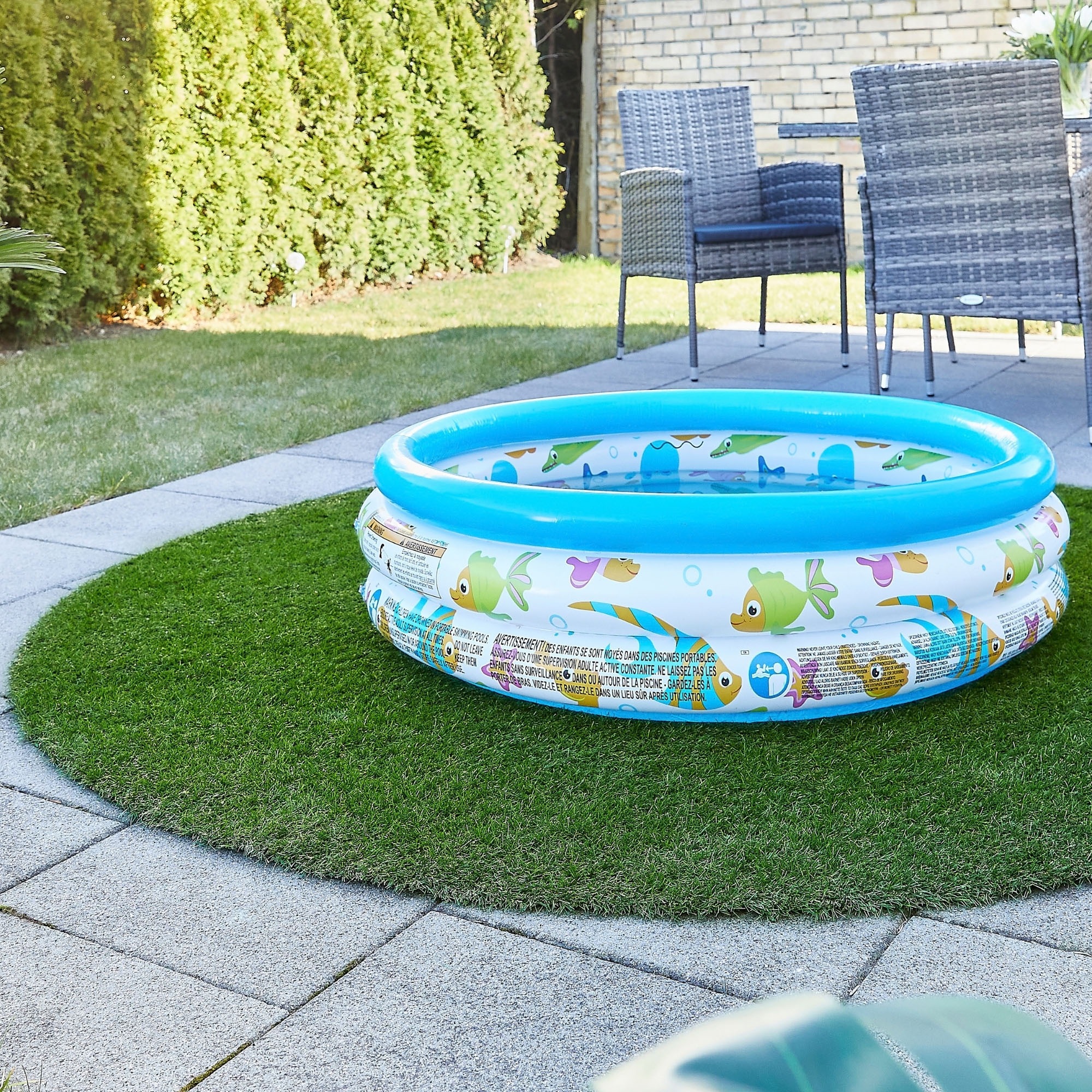 Andiamo »Rasenteppich Sansibar, Gesamthöhe ca. 20 mm« Rond Aspect réaliste, avec fonction de drainage, pour balcon & terrasse