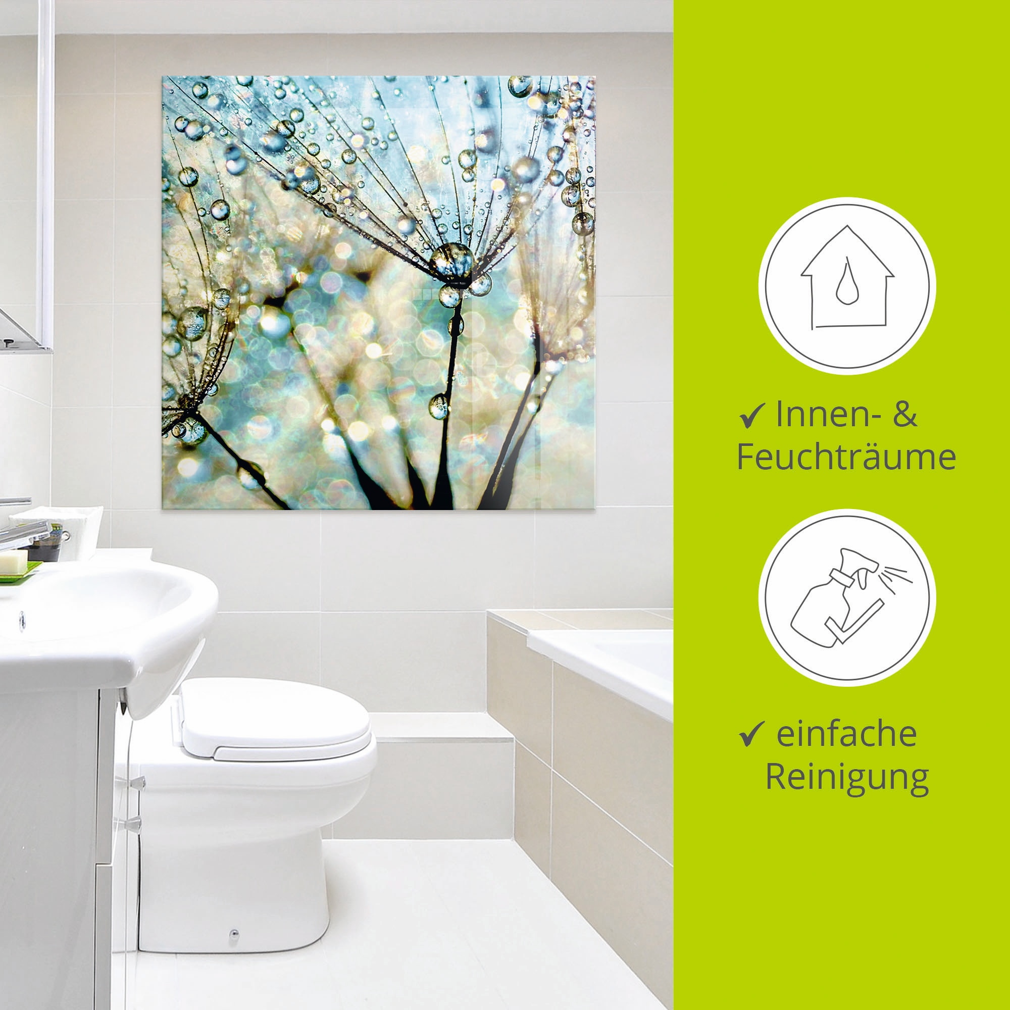 Artland Glasbild »Pusteblume Blaue Diamanten« Blumen 1 Stk. tlg. in verschiedenen Grössen