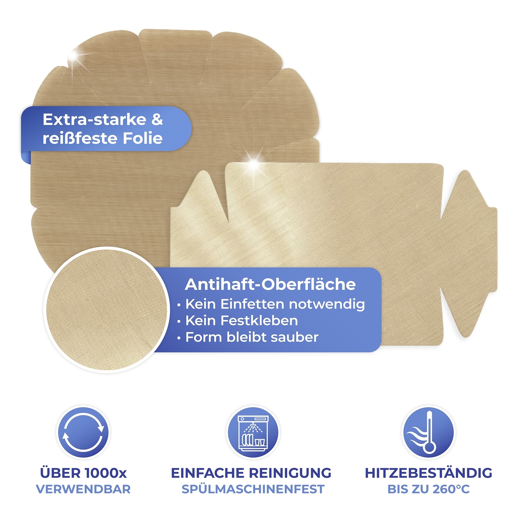 Maximex Backpapier »Antihaft-Backform-Zuschnitt«, mit Antihaft-Beschichtung, Set bestehend aus 1x rund, 1x eckig