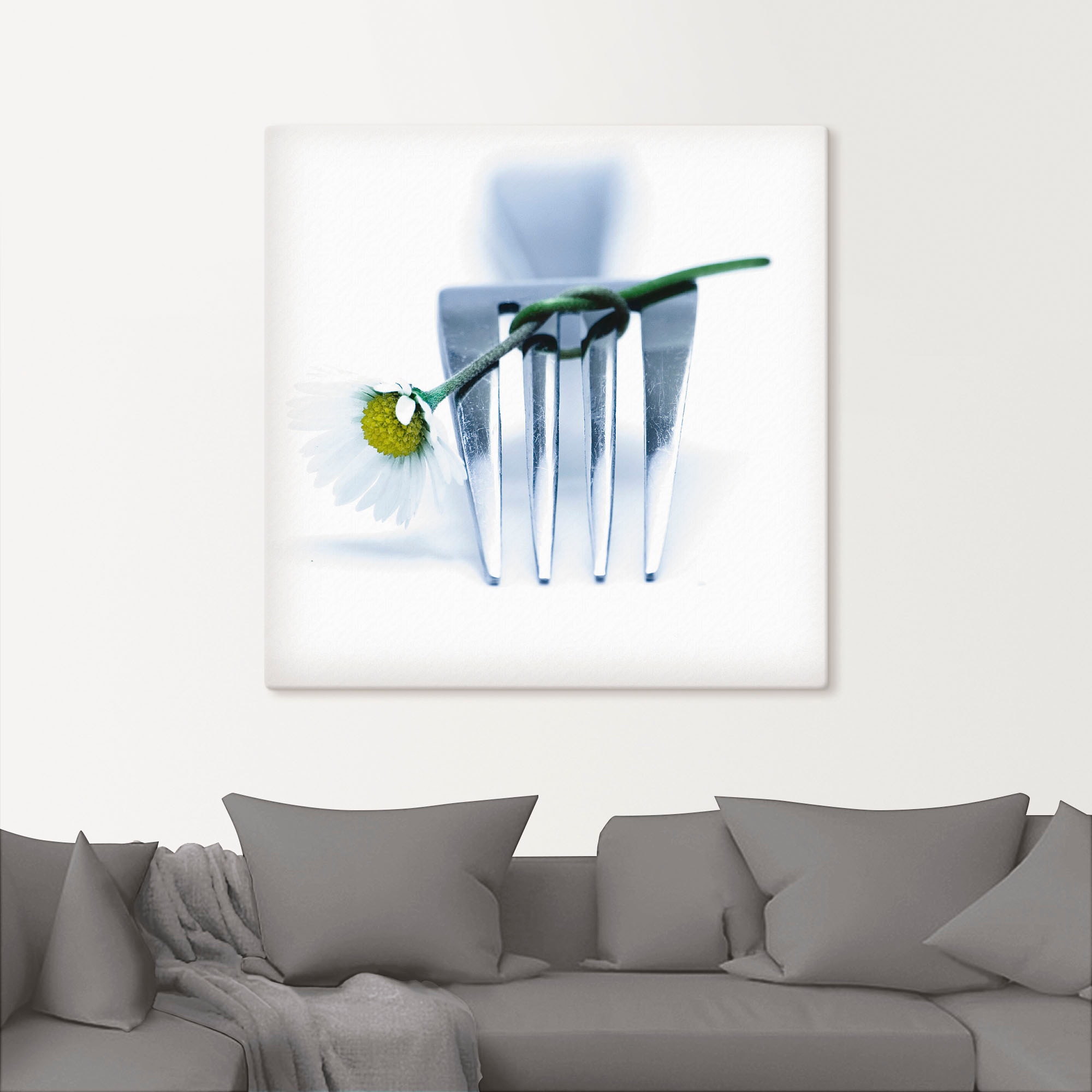 Artland Wandbild »Gabel und Blume« Geschirr & Besteck 1 Stk. tlg. auf Holzrahmen gespannt