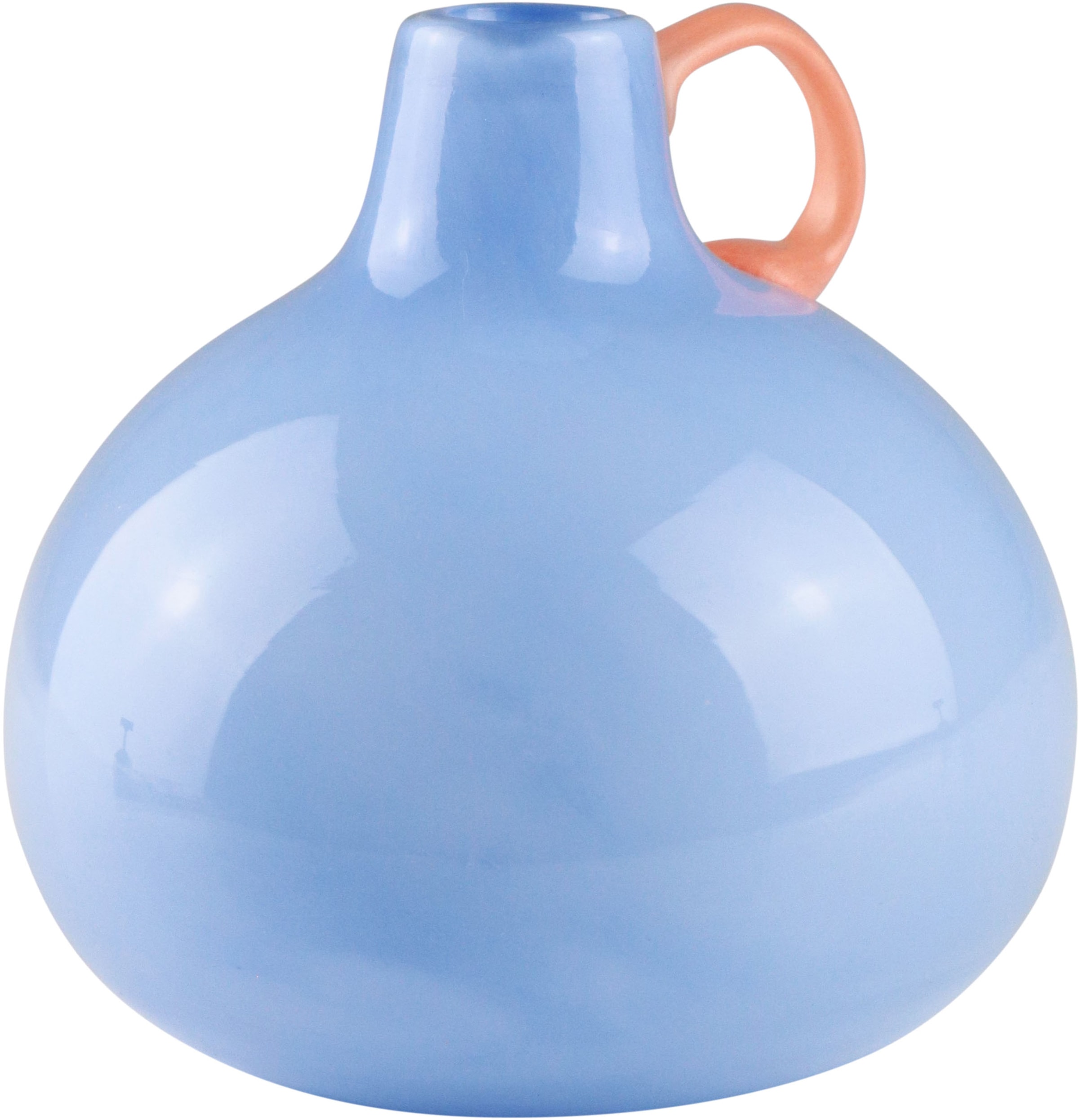 Image of AM Design Dekovase "Blauglasvase mit auffälligem orangem Griff" ein einzigartiges Designstück