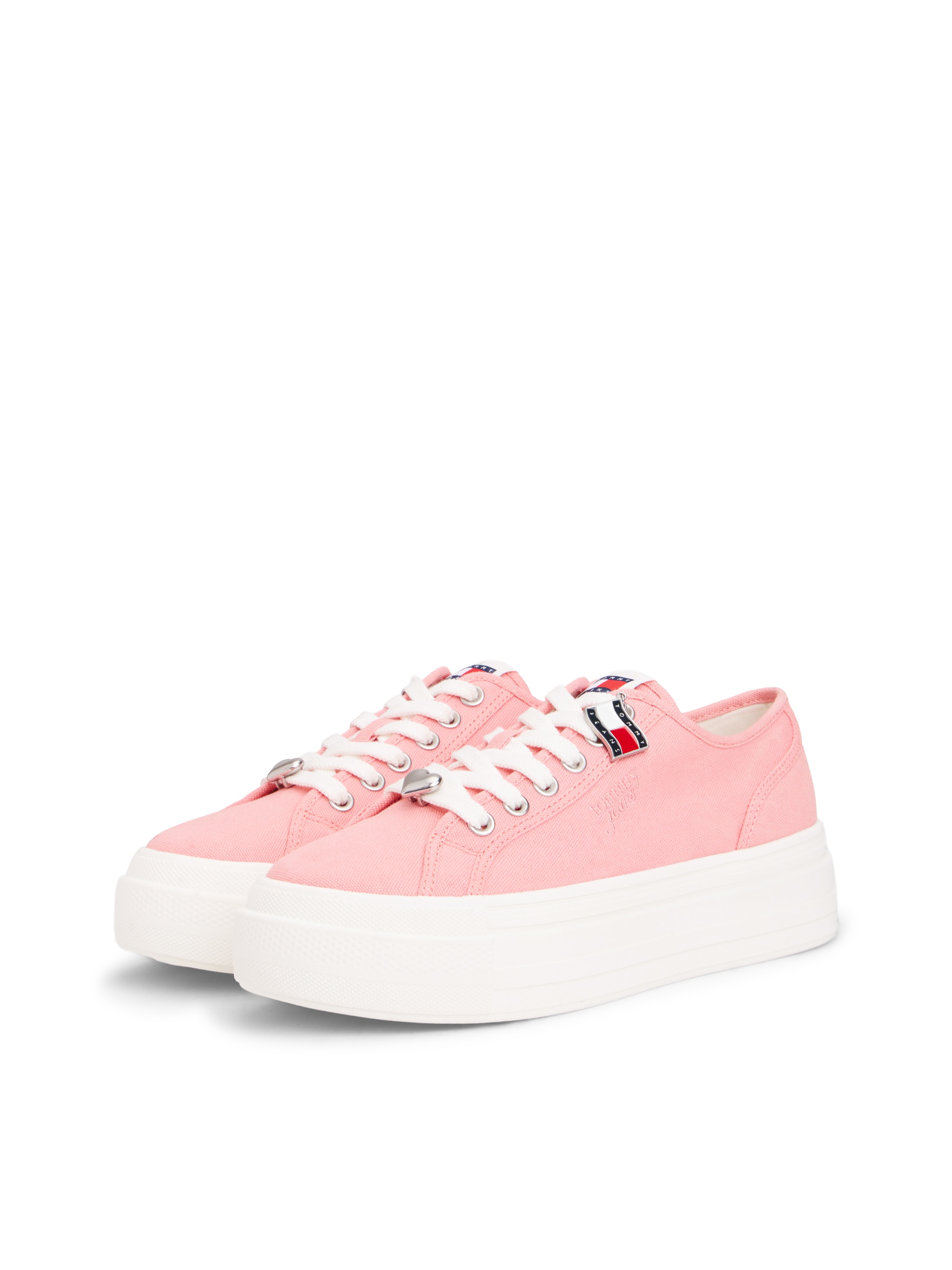 Tommy Jeans Baskets à plateforme »TJW FLATFORM SNEAKER CHARMS«  Chaussure basse, à lacets, chaussure de loisirs avec petit drapeau TJ en pendentif