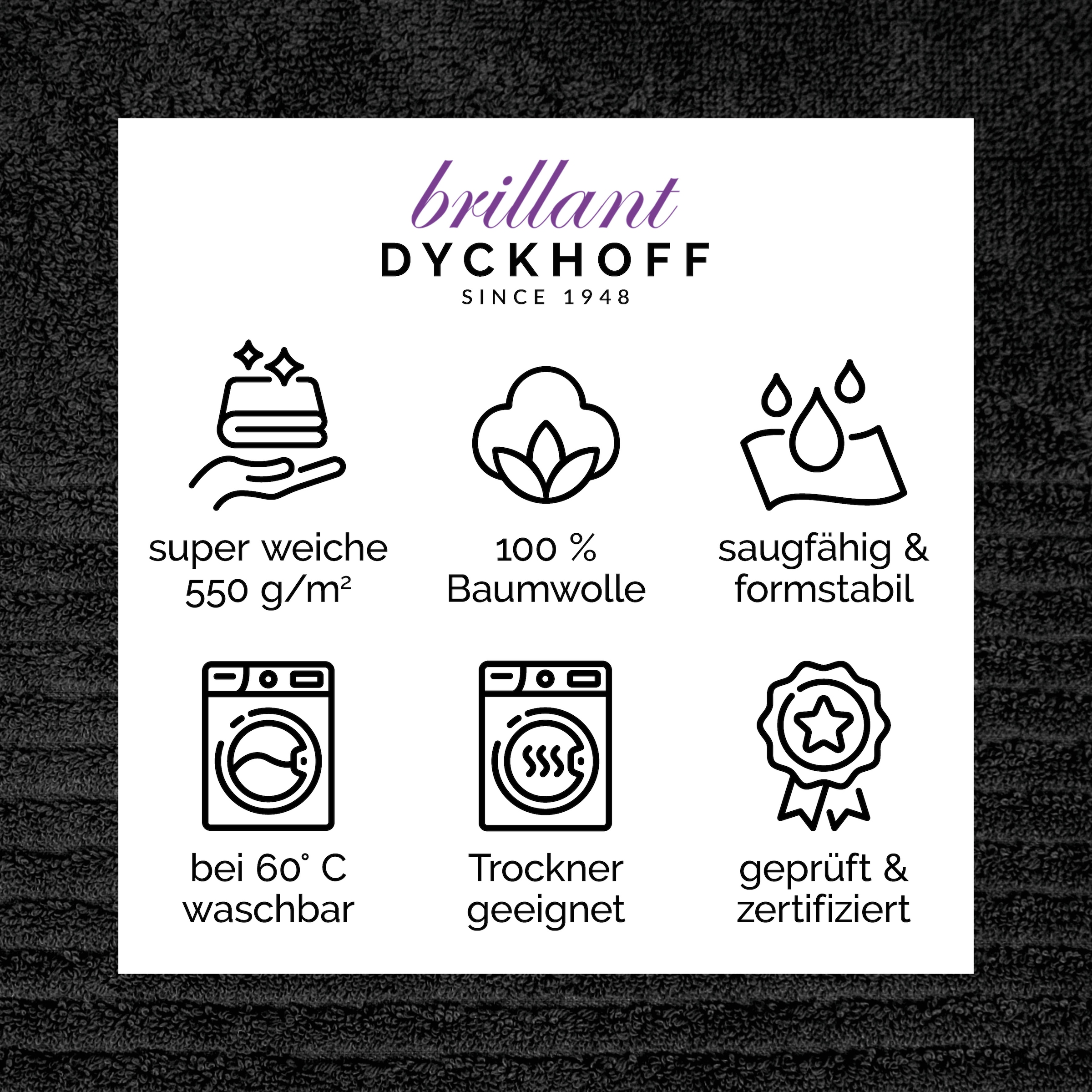 Dyckhoff Duschtuch »Duschtuch BRILLANT, Baumwolle, 70x140 cm, 550 g/m²« Baumwolle