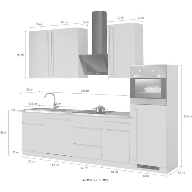 wiho Küchen Küchenzeile »Chicago«, ohne E-Geräte, Breite 280 cm kaufen