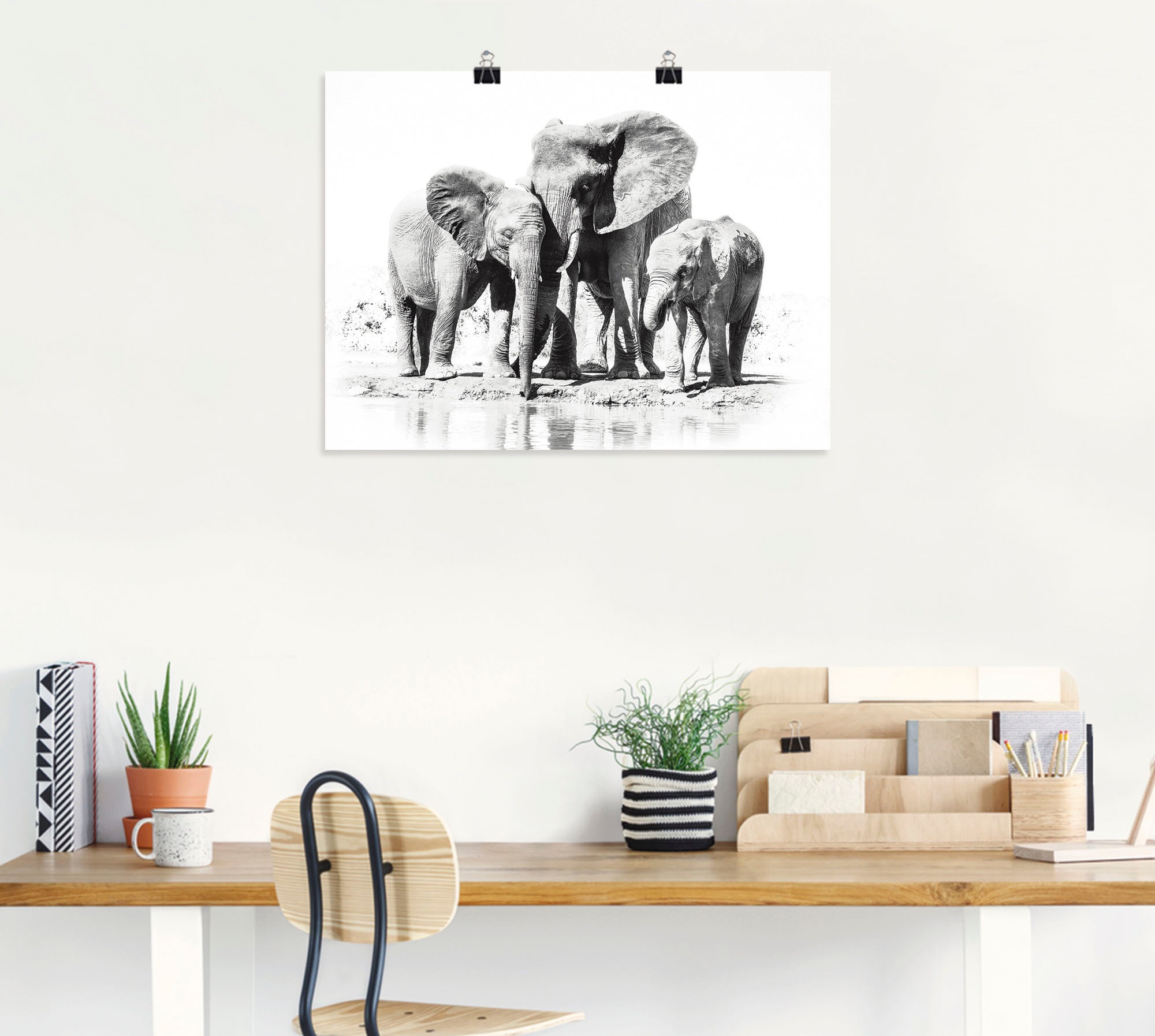 Artland Wandbild »Elefantenmutter mit Kindern«, Elefanten Bilder, (1 St.), als Alubild, Outdoorbild, Leinwandbild, Poster in verschied. Grössen