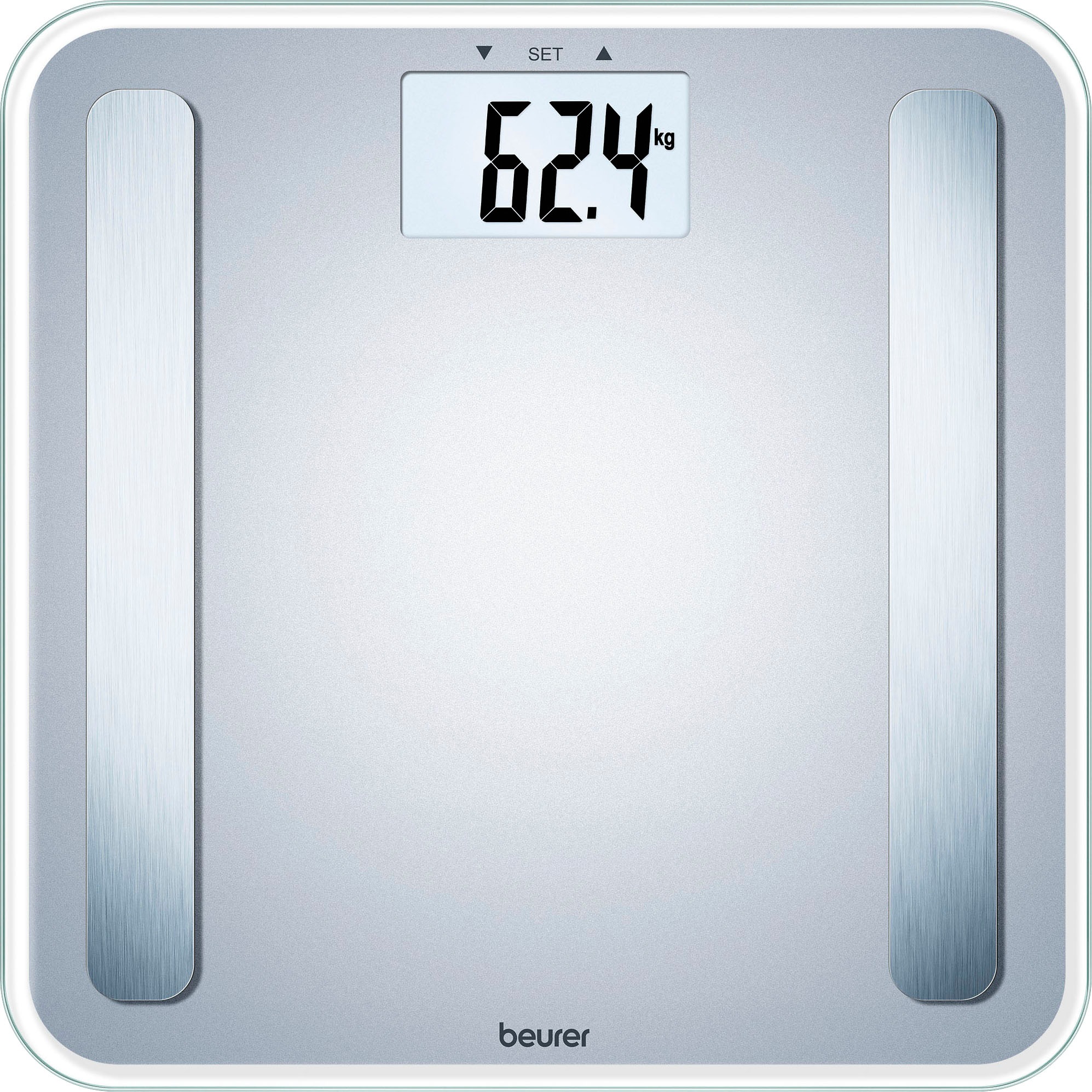 BEURER Körper-Analyse-Waage »BF 183, Messung von Gewicht, Körperfett, Muskelanteil, BMI, u.v.m«, Mit Elektroden, Trittfläche aus 6mm starkem Sicherheitsglas