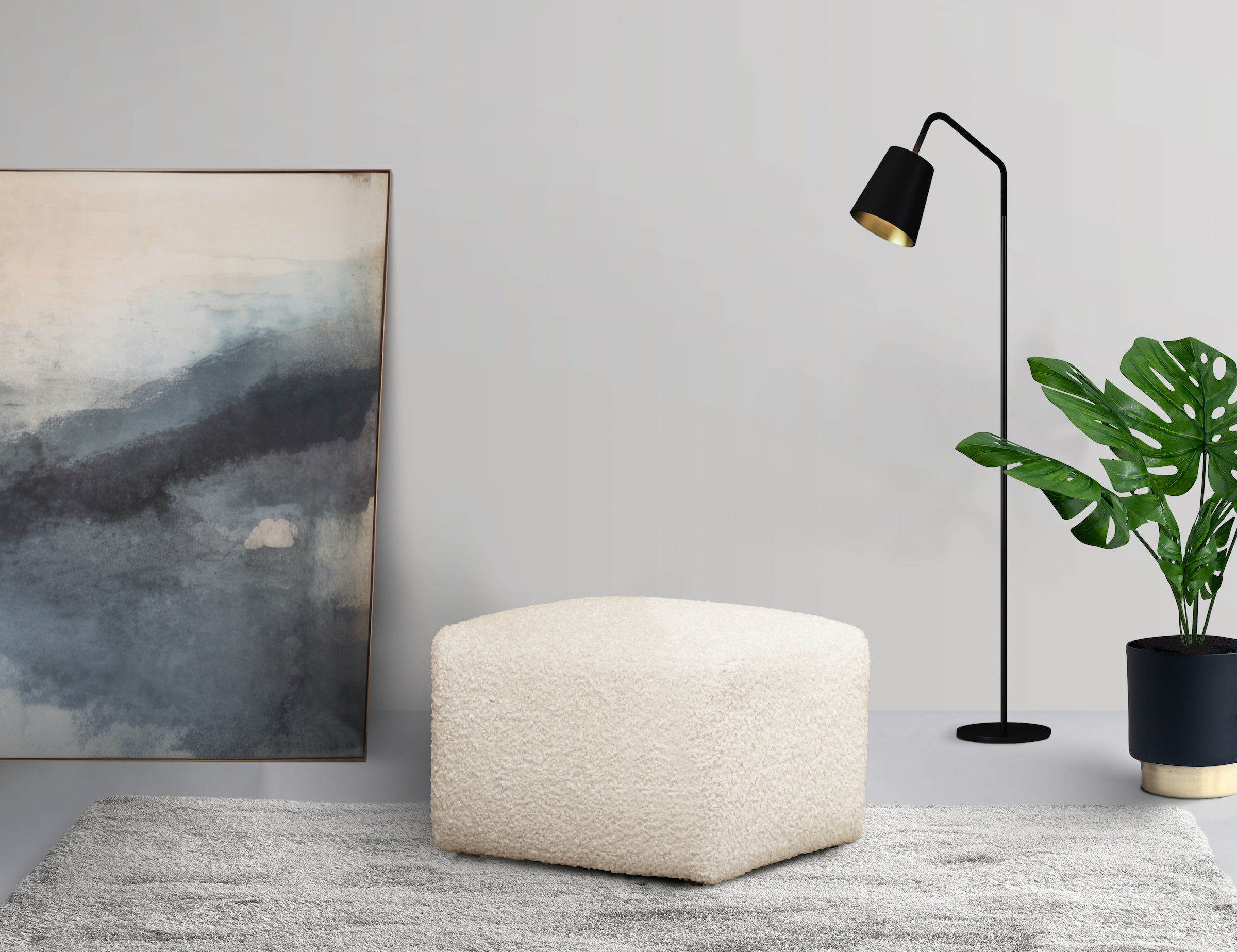 LeGer Home by Lena Gercke Polsterhocker »YANI Sitzhocker mit Wellenunterfederung, Masse B/T/H: 65/65/46 cm«, kleiner Hocker passend zur Serie Yani, in hochwertiger Verarbeitung