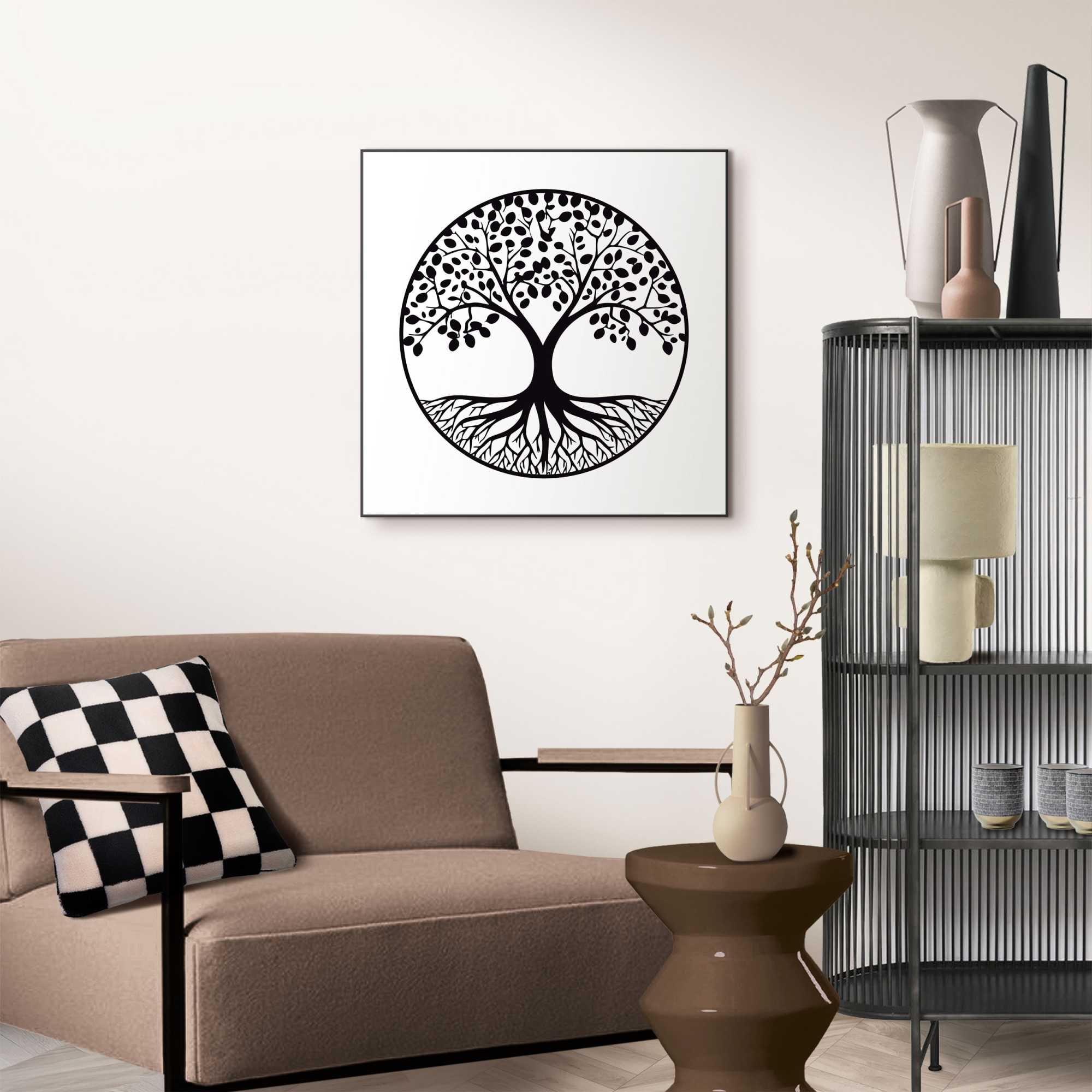 Image of Reinders Bild mit Rahmen "Tief verwurzelt" Bäume 1 Stk. tlg. Teenager Zimmer - Schwarz-Weiss - MDF - Wald - 50x50 cm