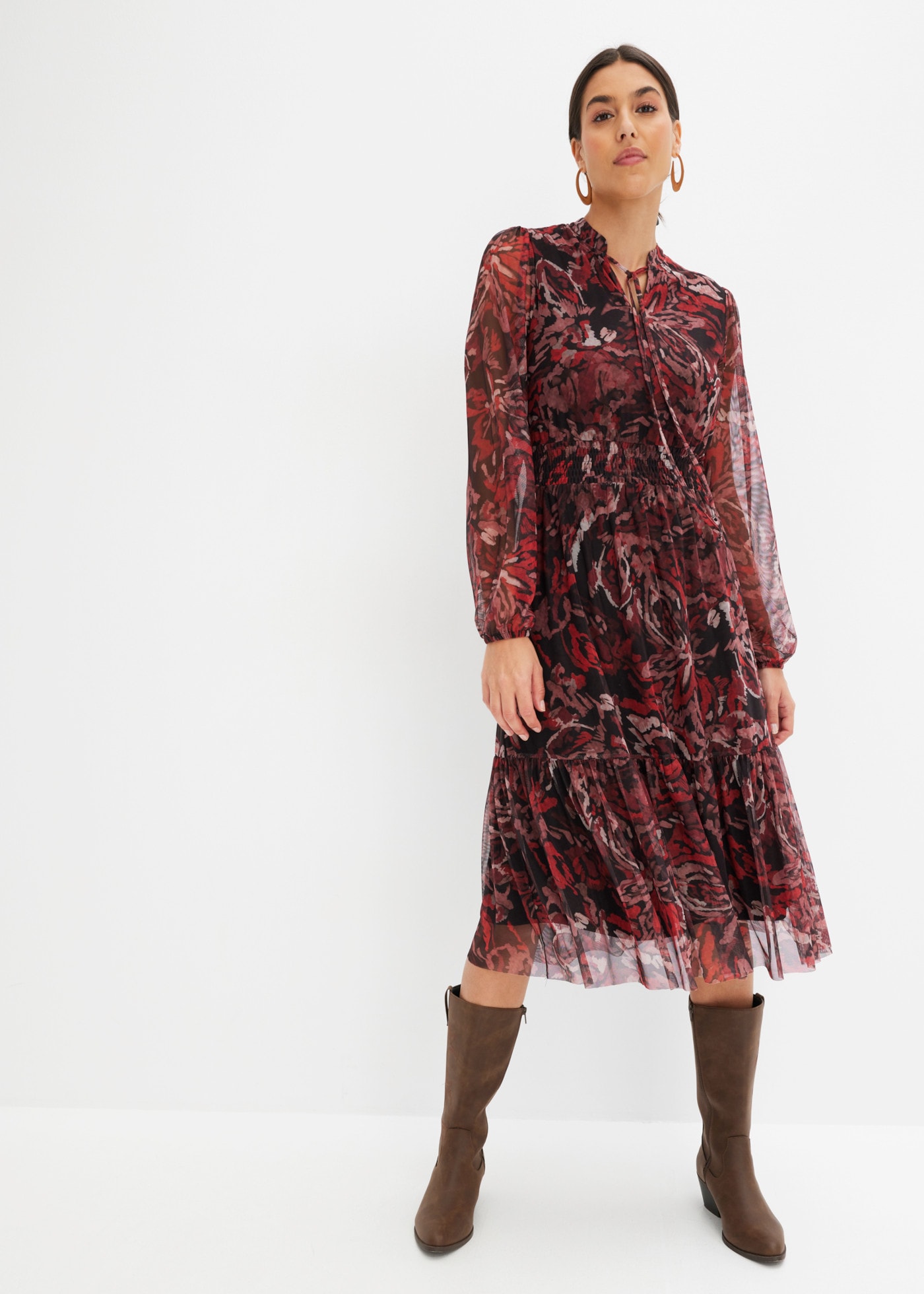 Image of bonprix Midikleid mit Volants-Detail, ausgestellt, feminin