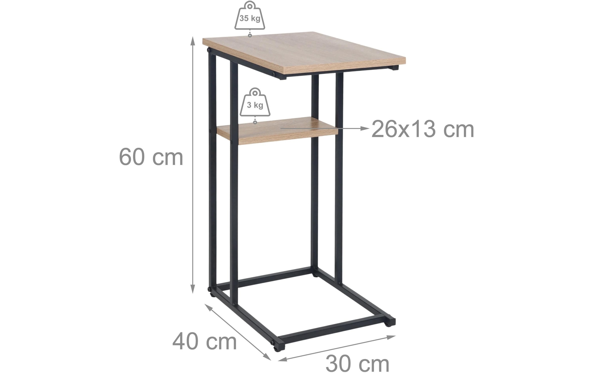 relaxdays Beistelltisch »in C-Form 60 x 40 cm«