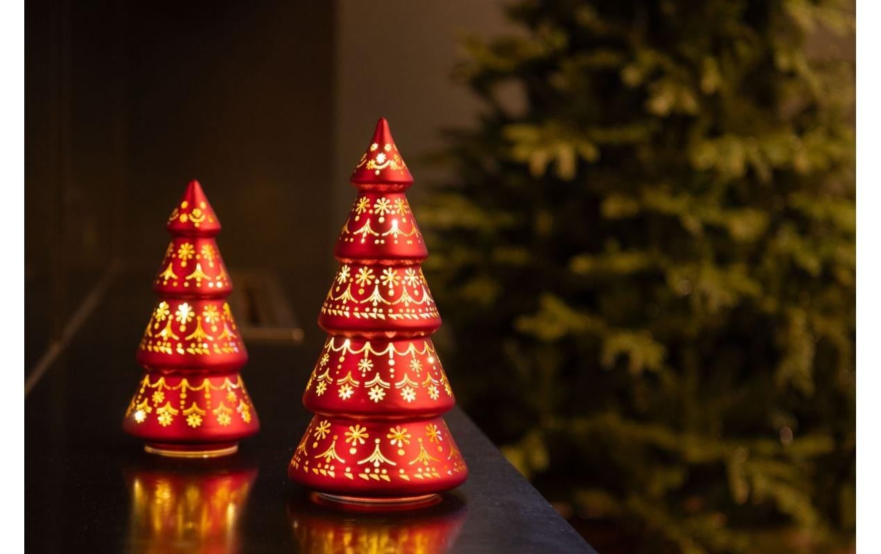 STT LED Dekolicht »Tree Glas, Rot, 2-teilig« LED-Modul warmweiss