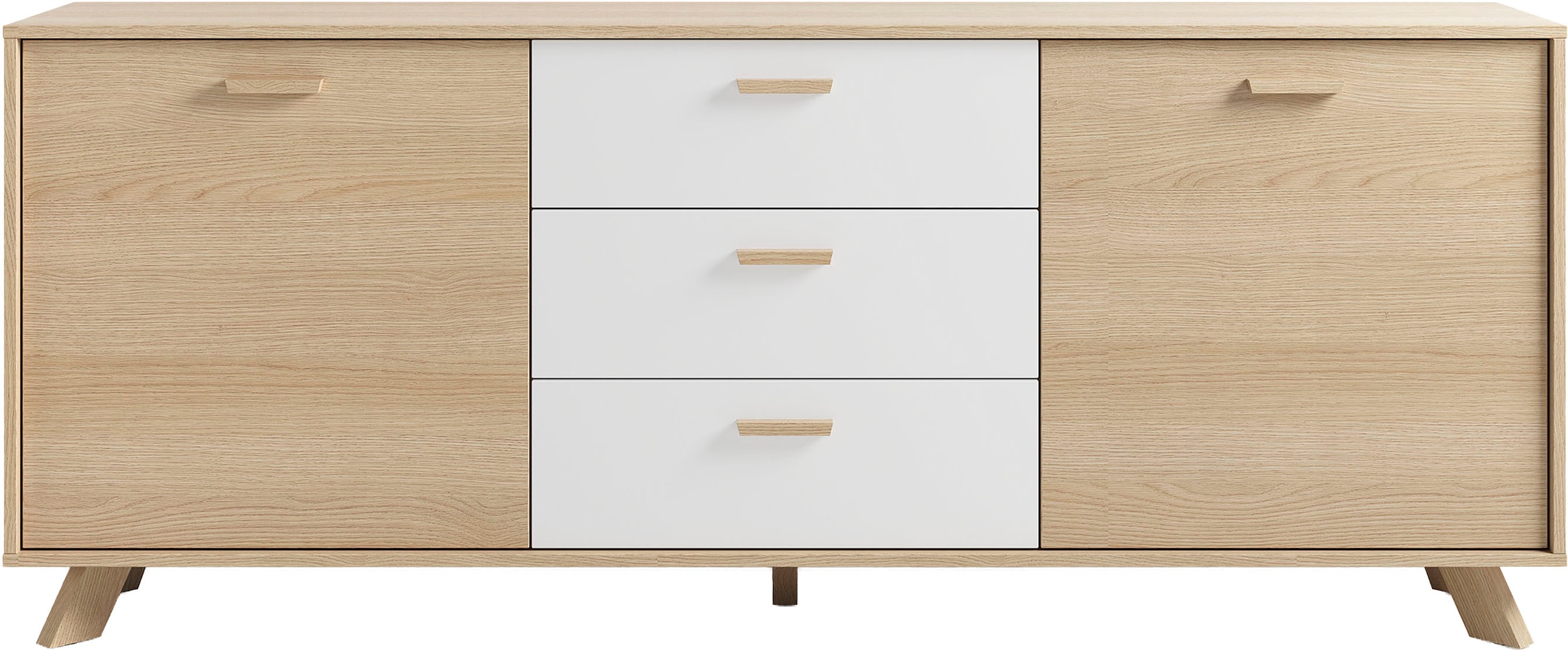 byLIVING Sideboard »Bastian« 1 cuis tlg. mit massiven Holzfüssen und Griffen, natürlicher Eichenlook, 180cm
